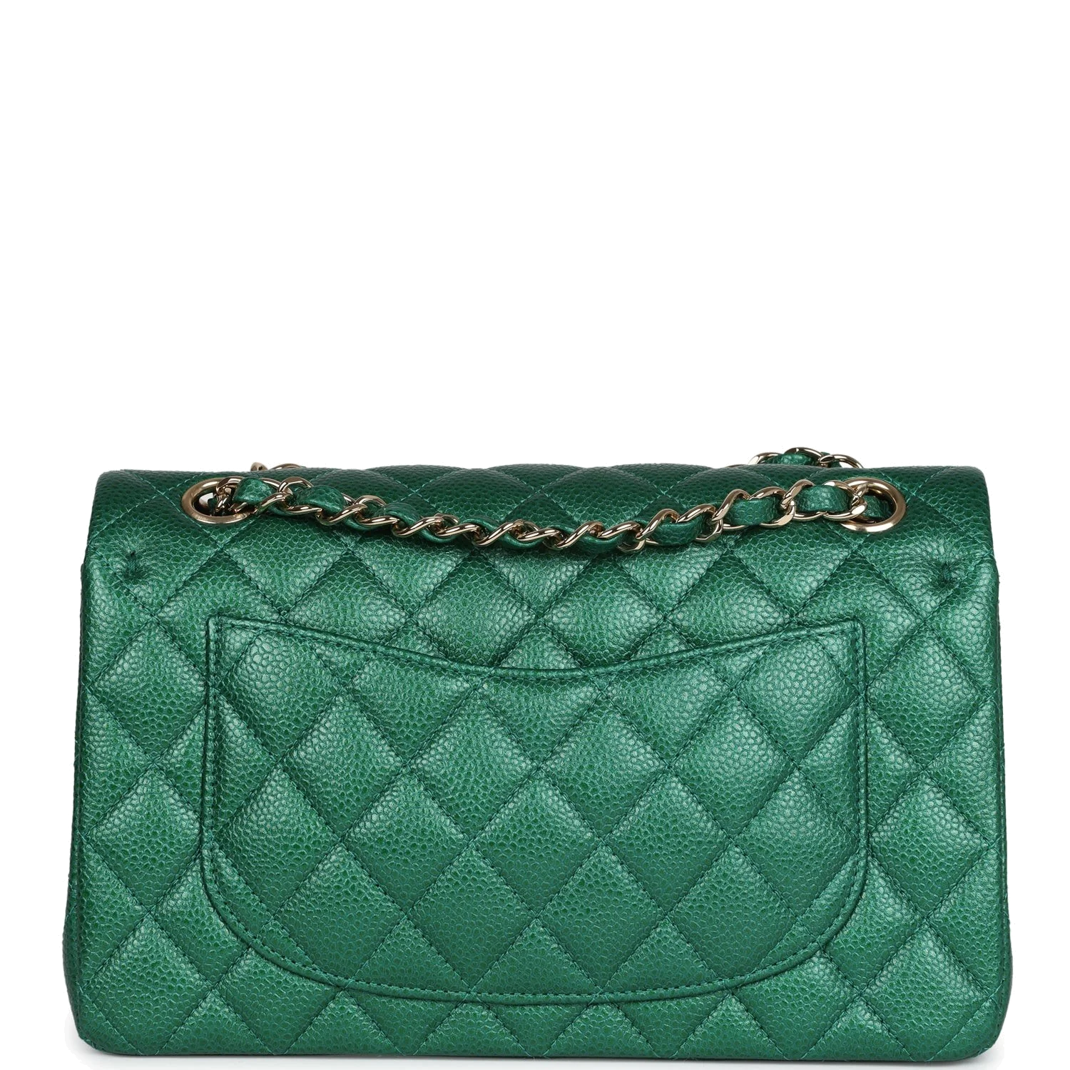 Chanel Small Classic Double Flap Bag Emerald Green Shiny Caviar — фото 5