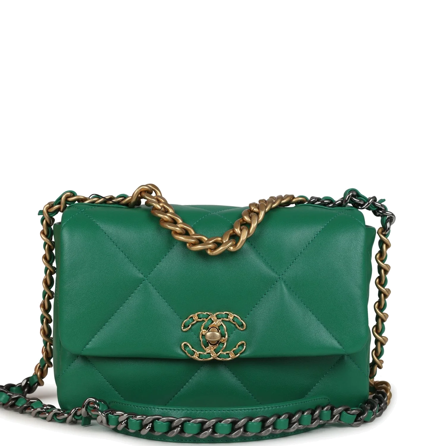 Chanel Medium 19 Flap Green Shiny Lambskin — фото 2