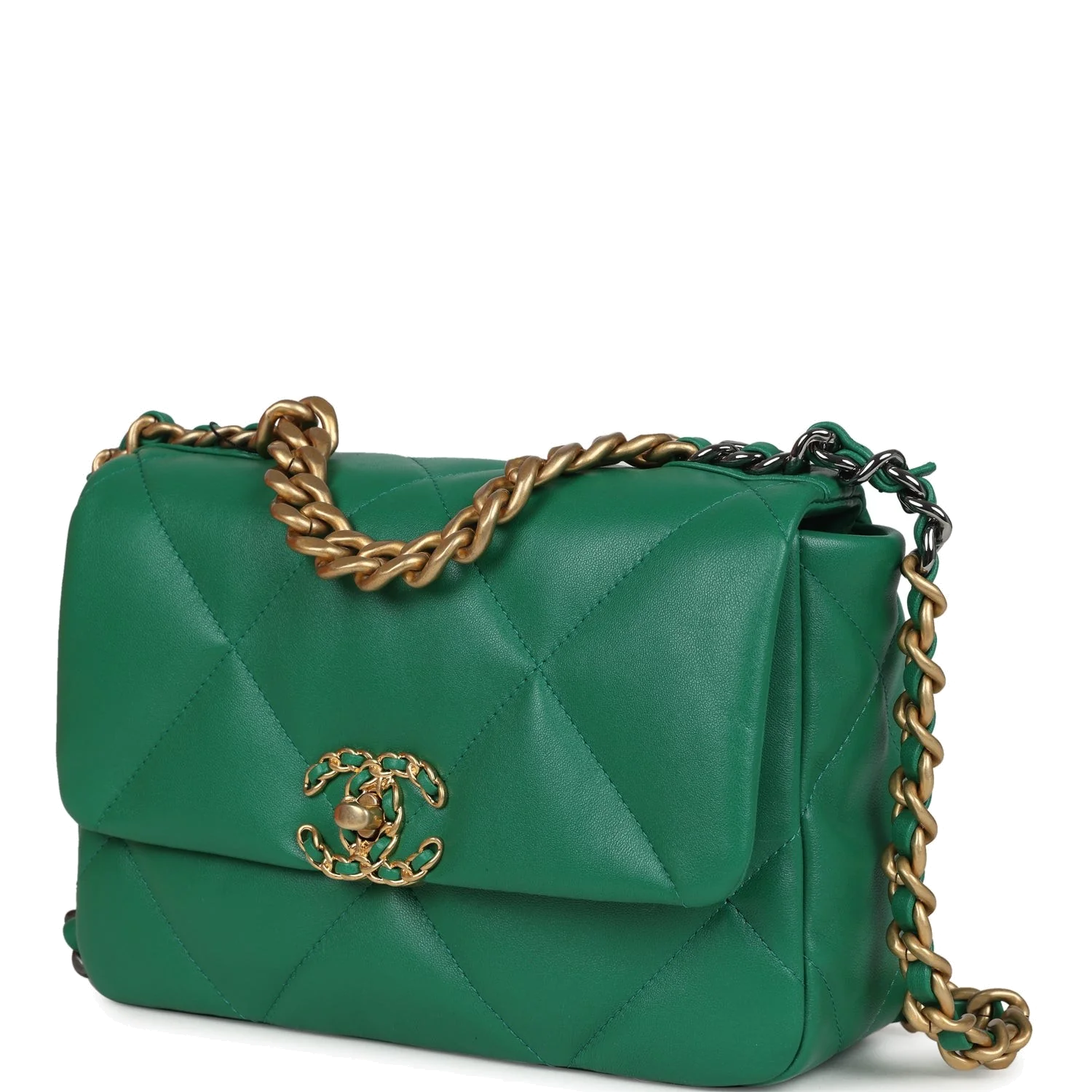 Chanel Medium 19 Flap Green Shiny Lambskin — фото 6
