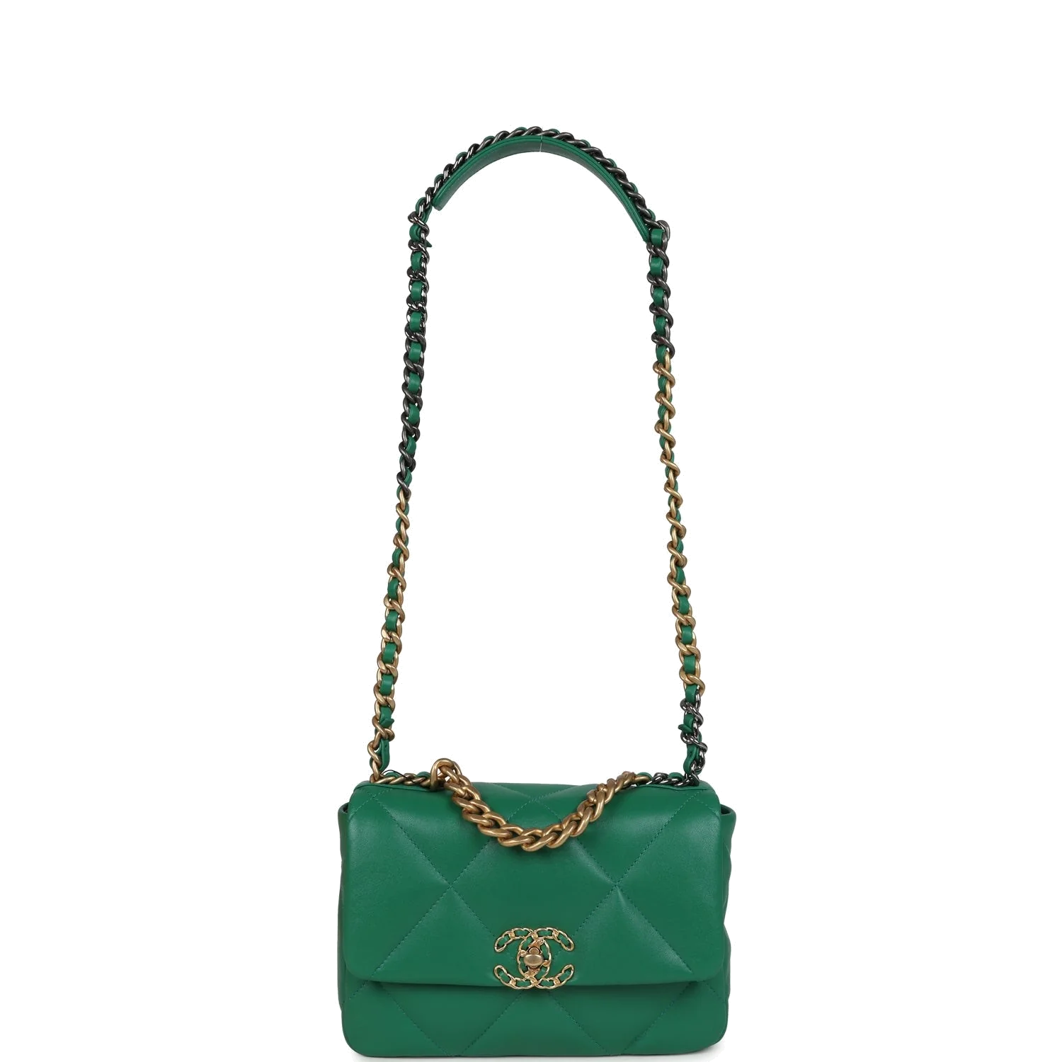 Chanel Medium 19 Flap Green Shiny Lambskin — фото 8