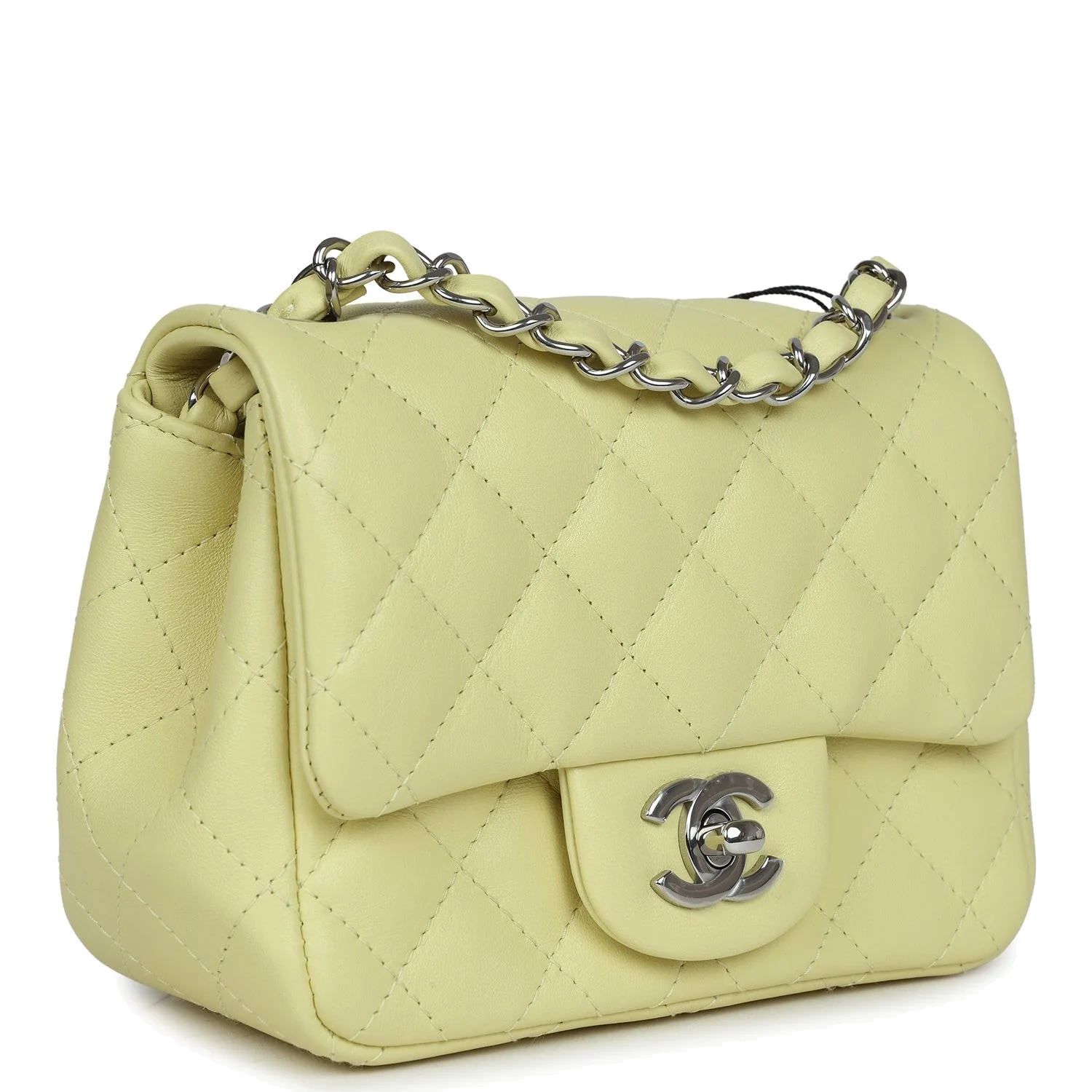 Chanel Mini Square Flap Bag Lime Lambskin — фото 3