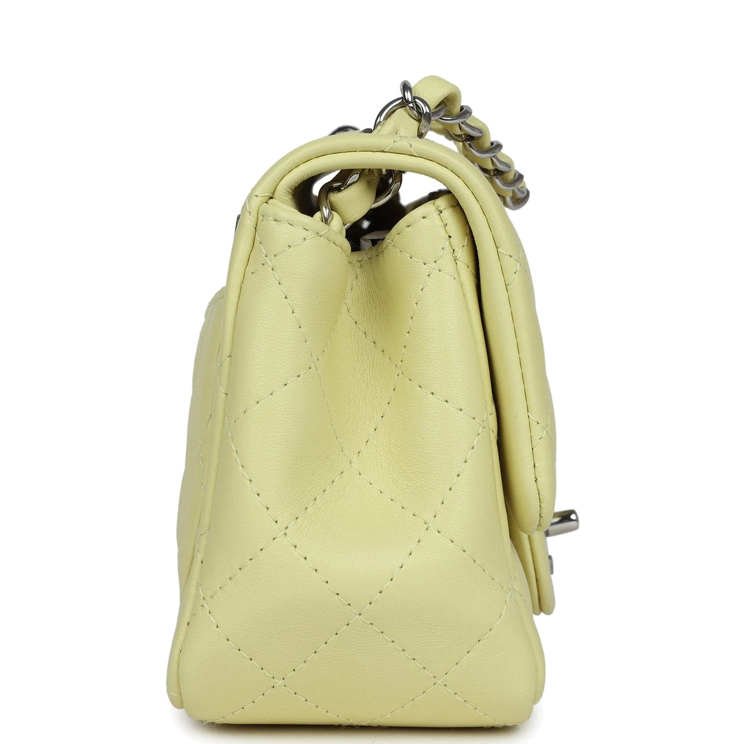 Chanel Mini Square Flap Bag Lime Lambskin — фото 4