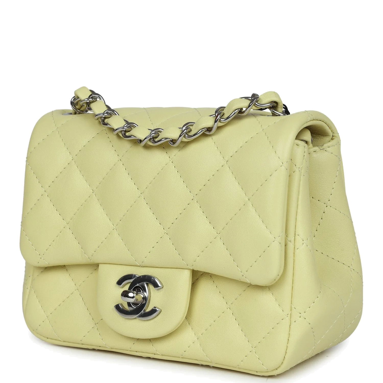 Chanel Mini Square Flap Bag Lime Lambskin — фото 6