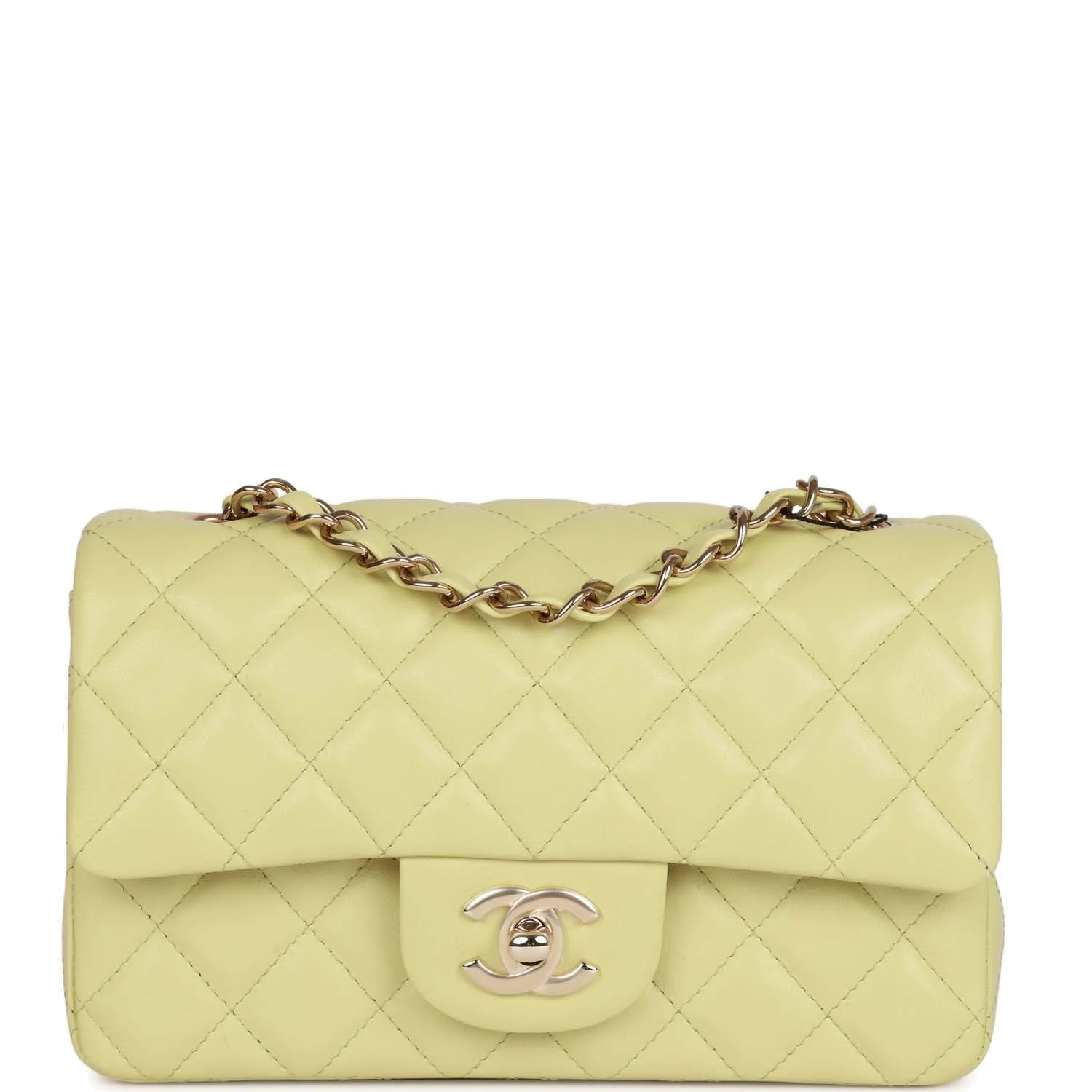 Chanel Mini Rectangular Flap Bag Light Green Lambskin — фото 1
