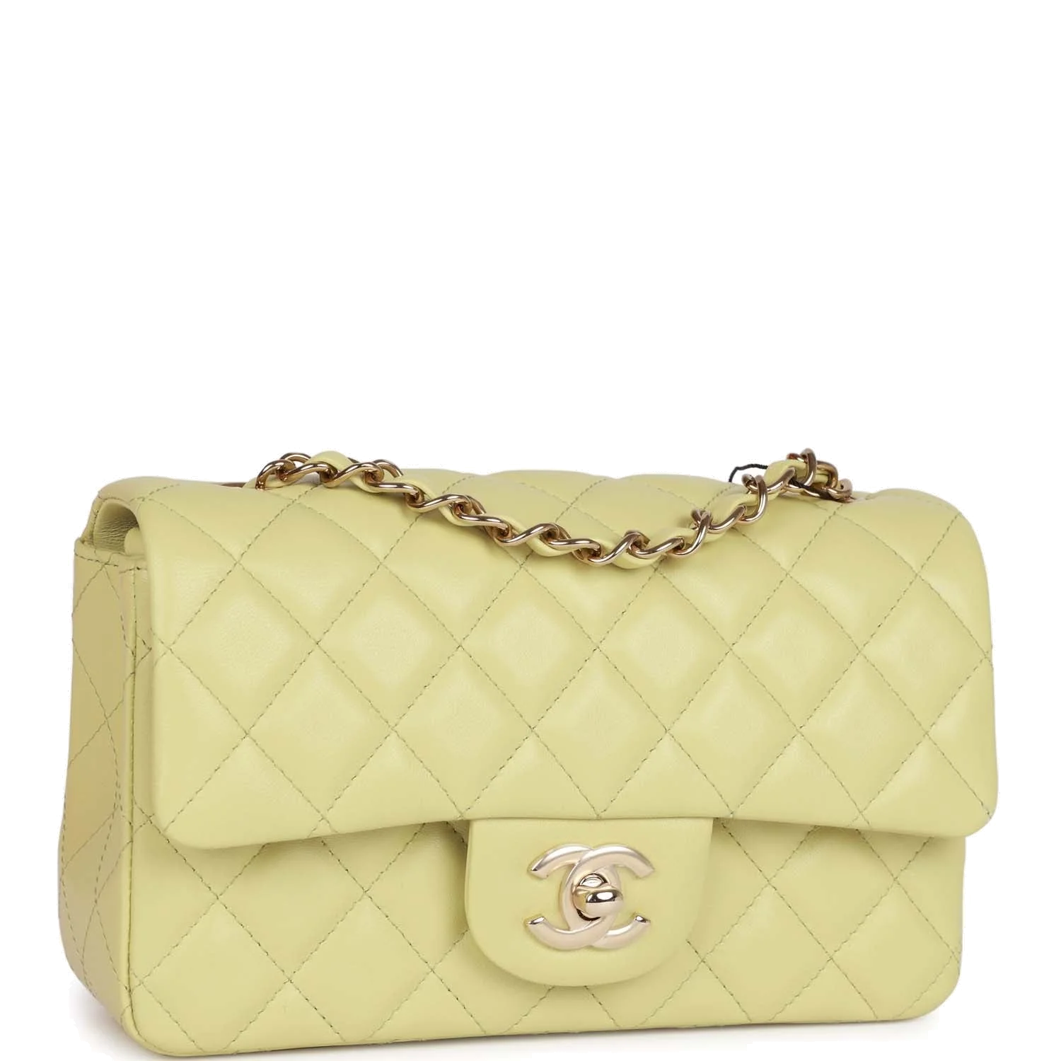 Chanel Mini Rectangular Flap Bag Light Green Lambskin — фото 3