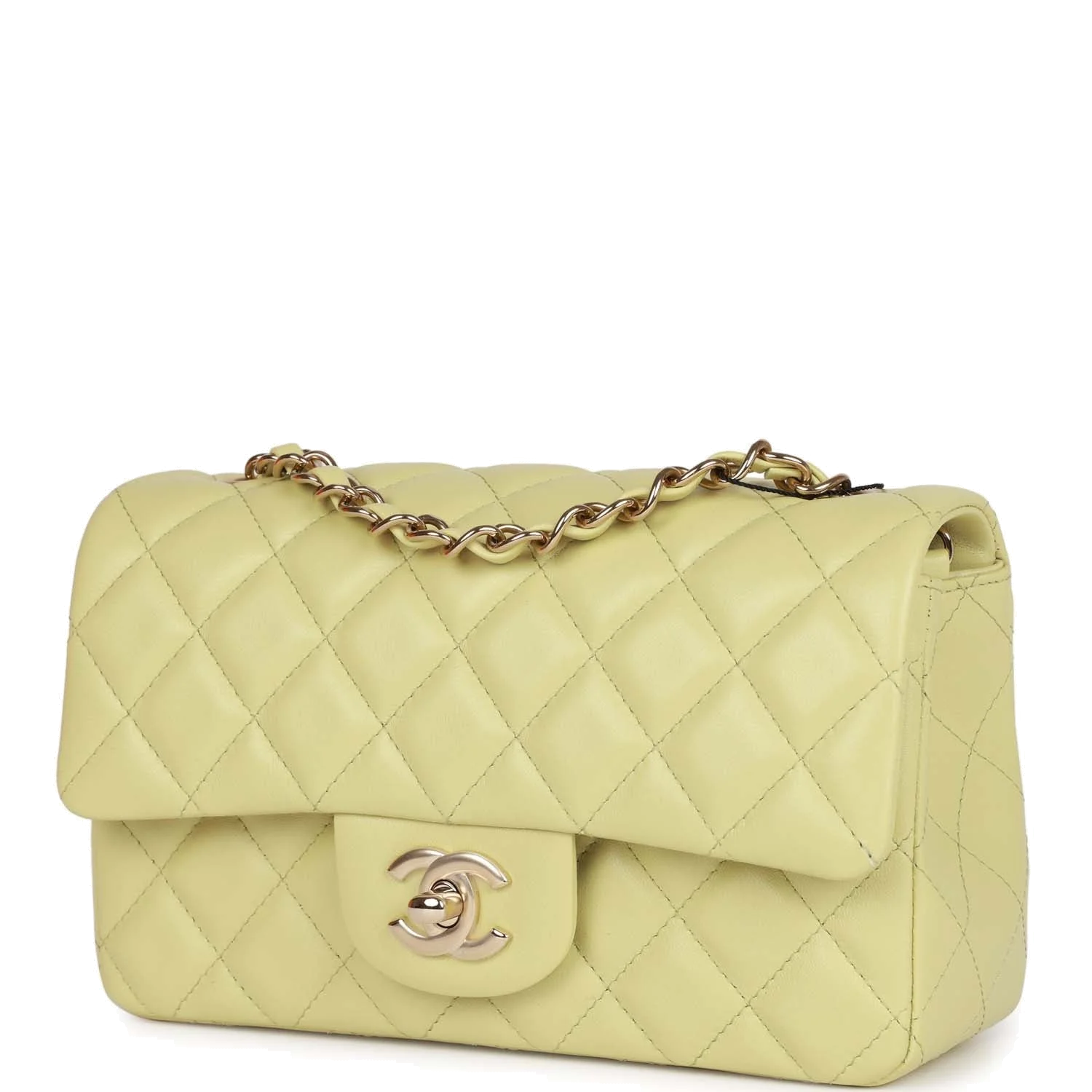 Chanel Mini Rectangular Flap Bag Light Green Lambskin — фото 6
