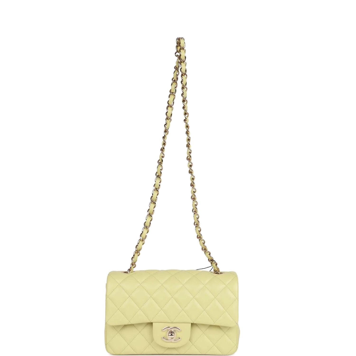 Chanel Mini Rectangular Flap Bag Light Green Lambskin — фото 8
