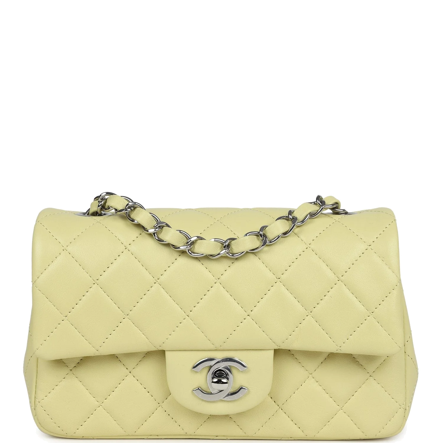 Chanel Mini Rectangular Flap Lime Lambskin