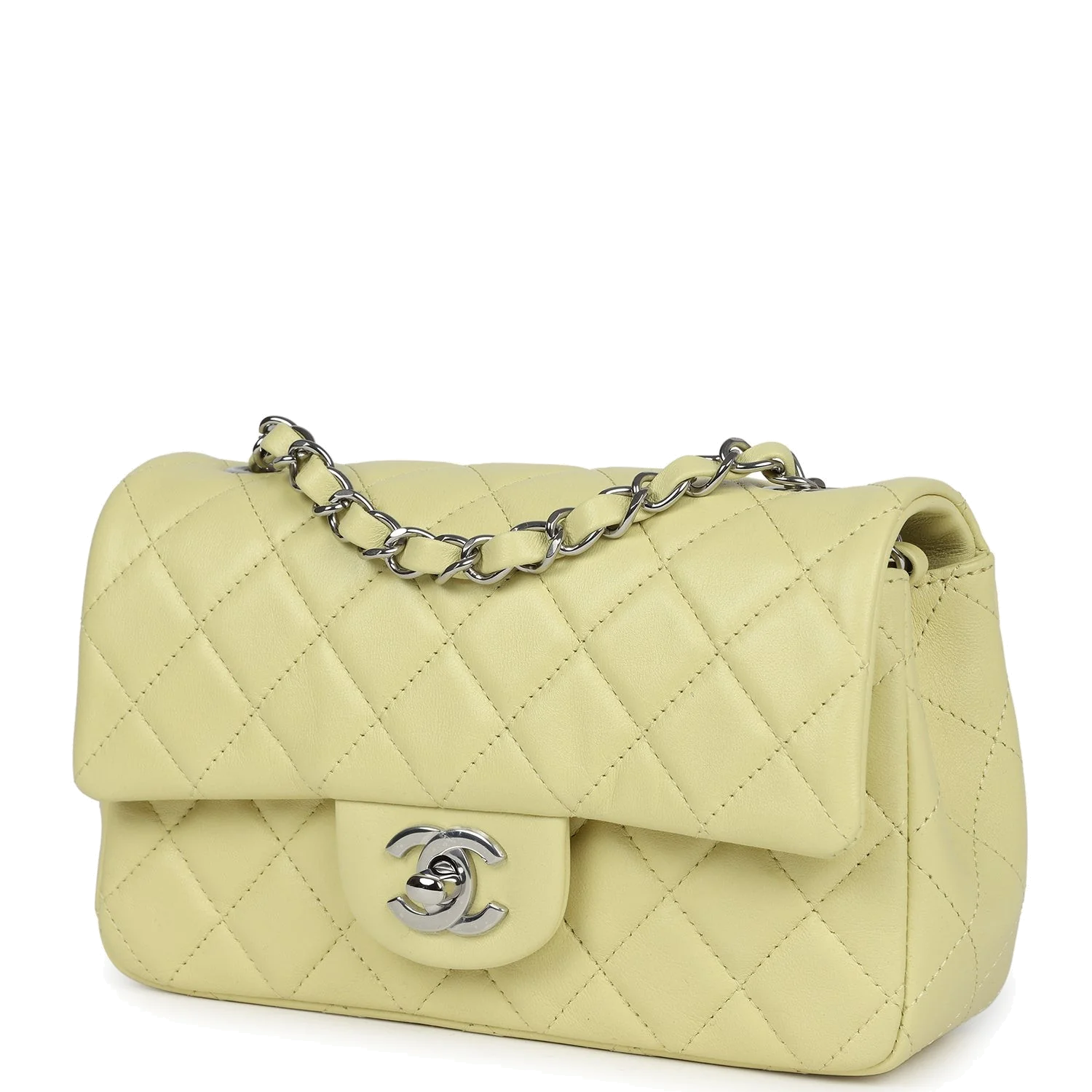 Chanel Mini Rectangular Flap Lime Lambskin — фото 6