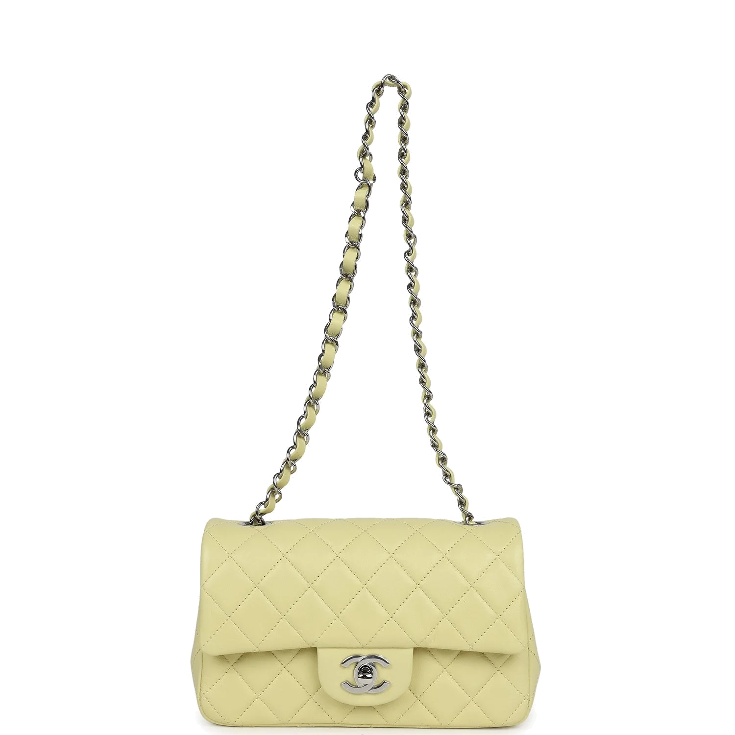 Chanel Mini Rectangular Flap Lime Lambskin — фото 8