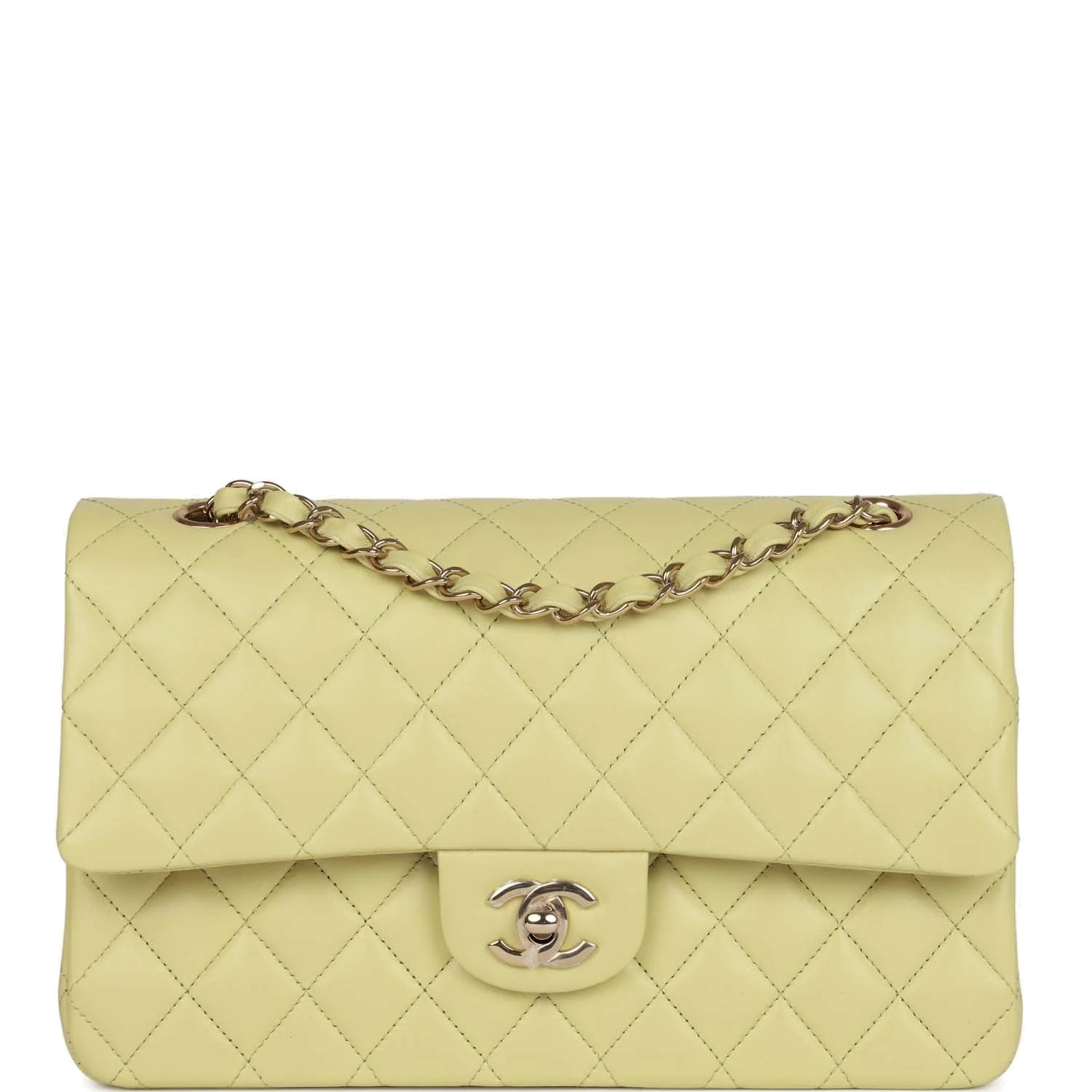 Chanel Medium Classic Double Flap Bag Light Green Lambskin — фото 2