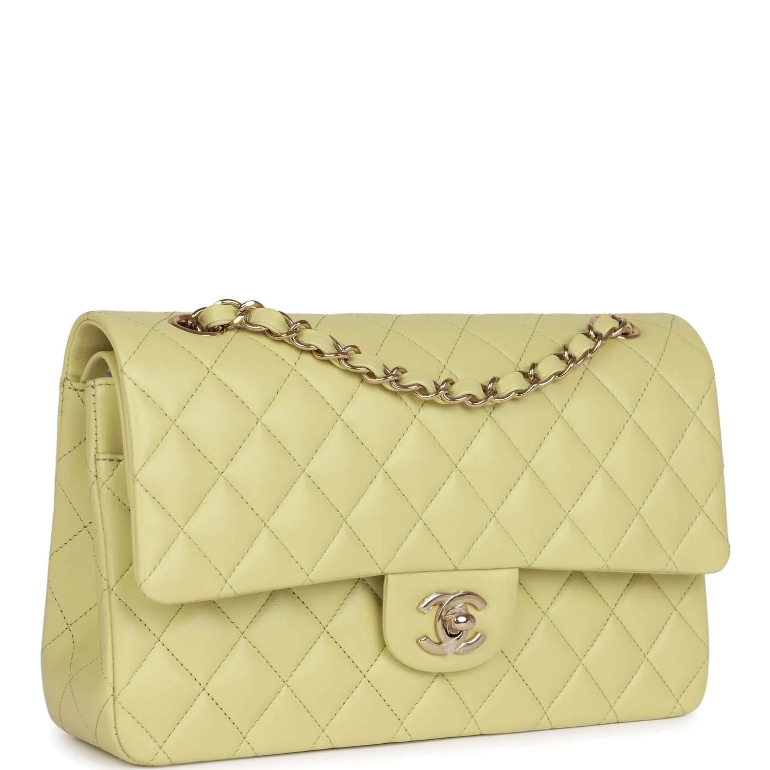 Chanel Medium Classic Double Flap Bag Light Green Lambskin — фото 3