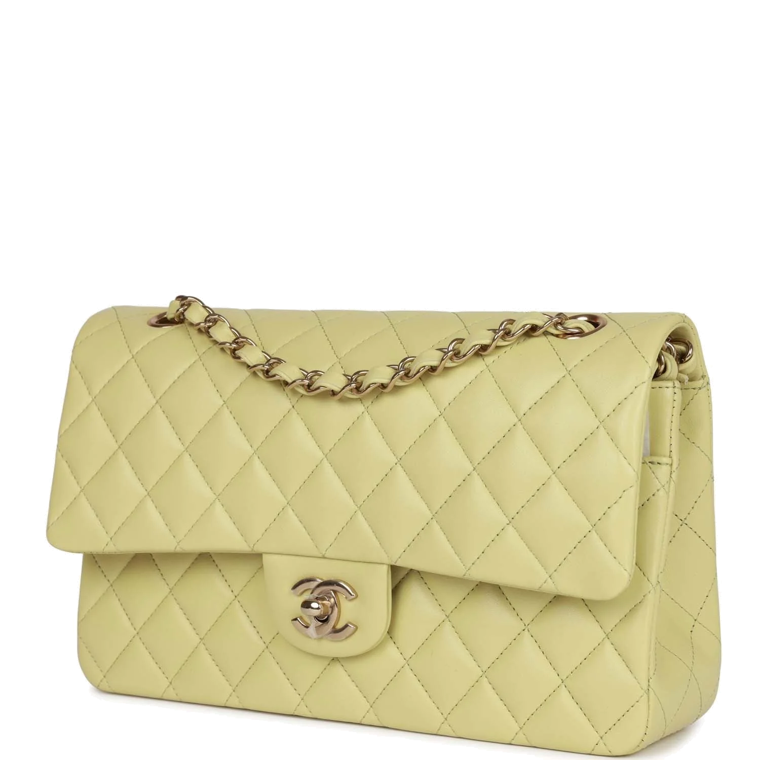 Chanel Medium Classic Double Flap Bag Light Green Lambskin — фото 6
