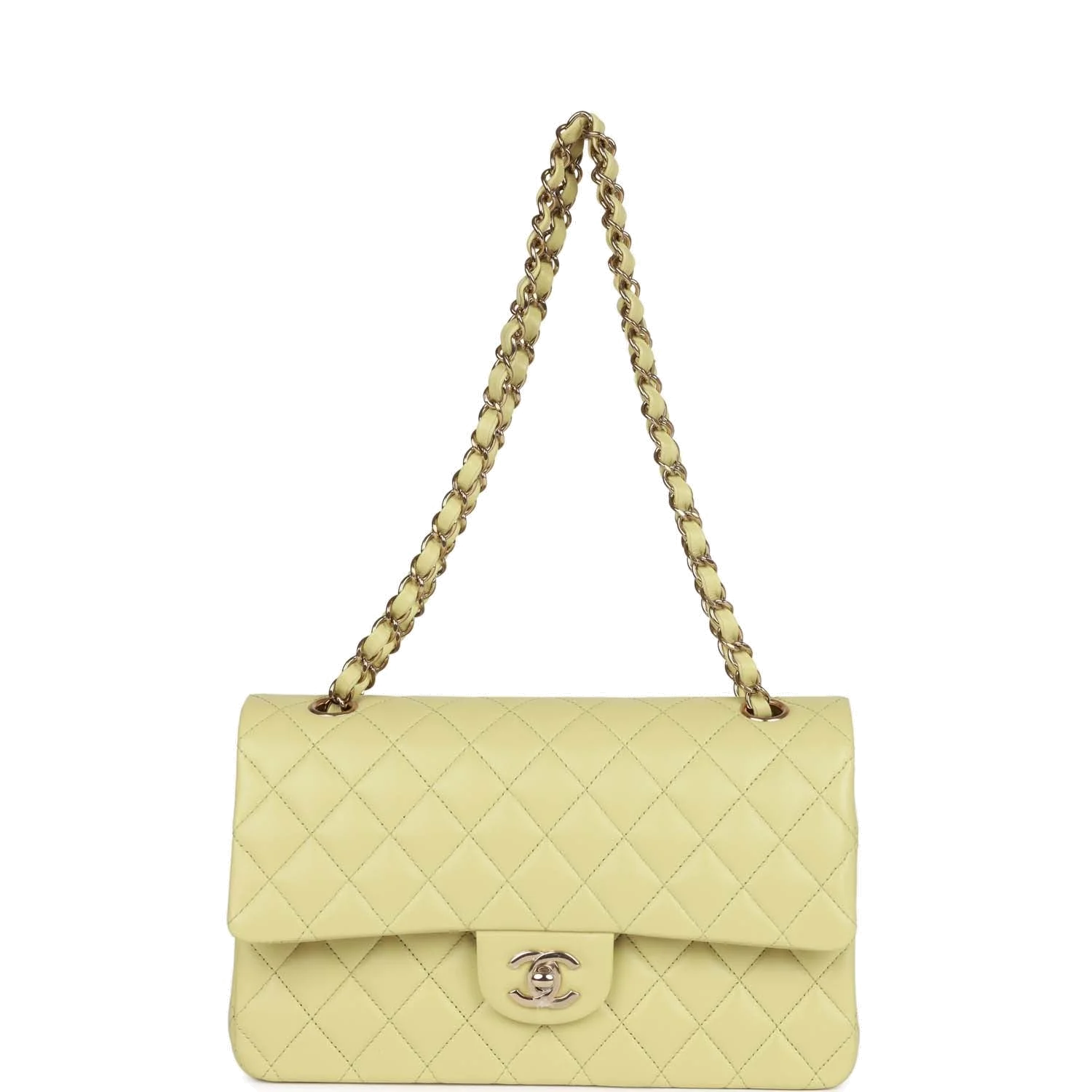 Chanel Medium Classic Double Flap Bag Light Green Lambskin — фото 8