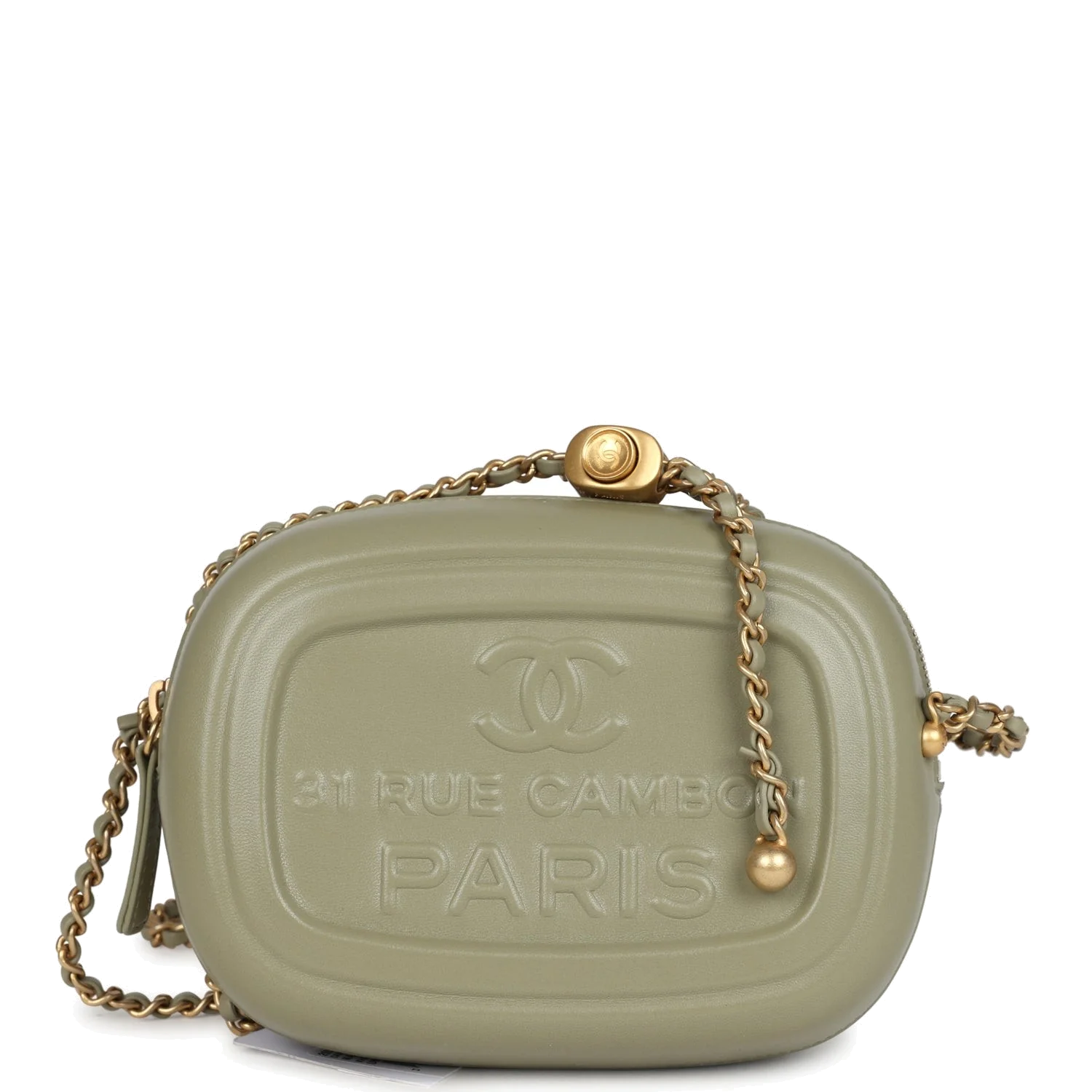 Chanel Mini "Savon De Marseille" Camera Case Bag Khaki Shiny Lambskin