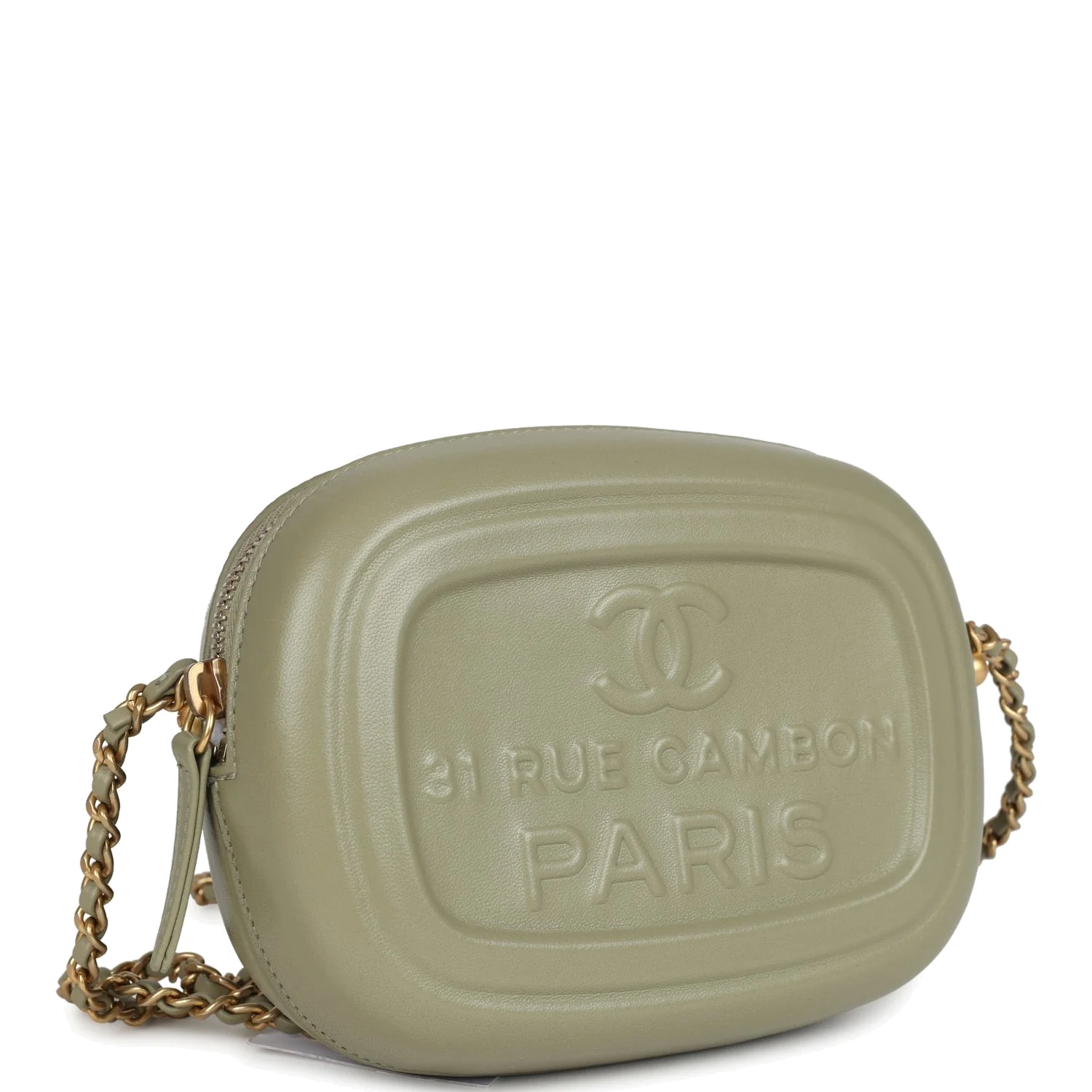 Chanel Mini "Savon De Marseille" Camera Case Bag Khaki Shiny Lambskin — фото 3