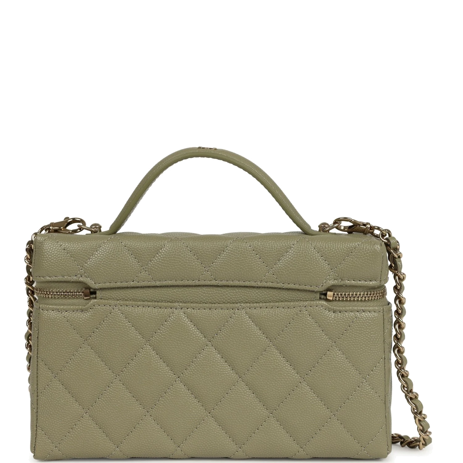 Chanel Trendy Top Handle Long Vanity Case with Chain Khaki Caviar — фото 5