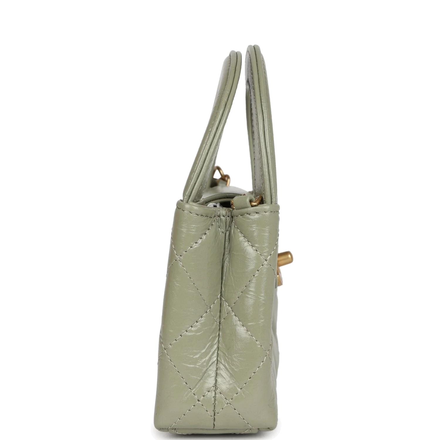 Chanel Nano Kelly Shopper Khaki Shiny Aged Calfskin — фото 4
