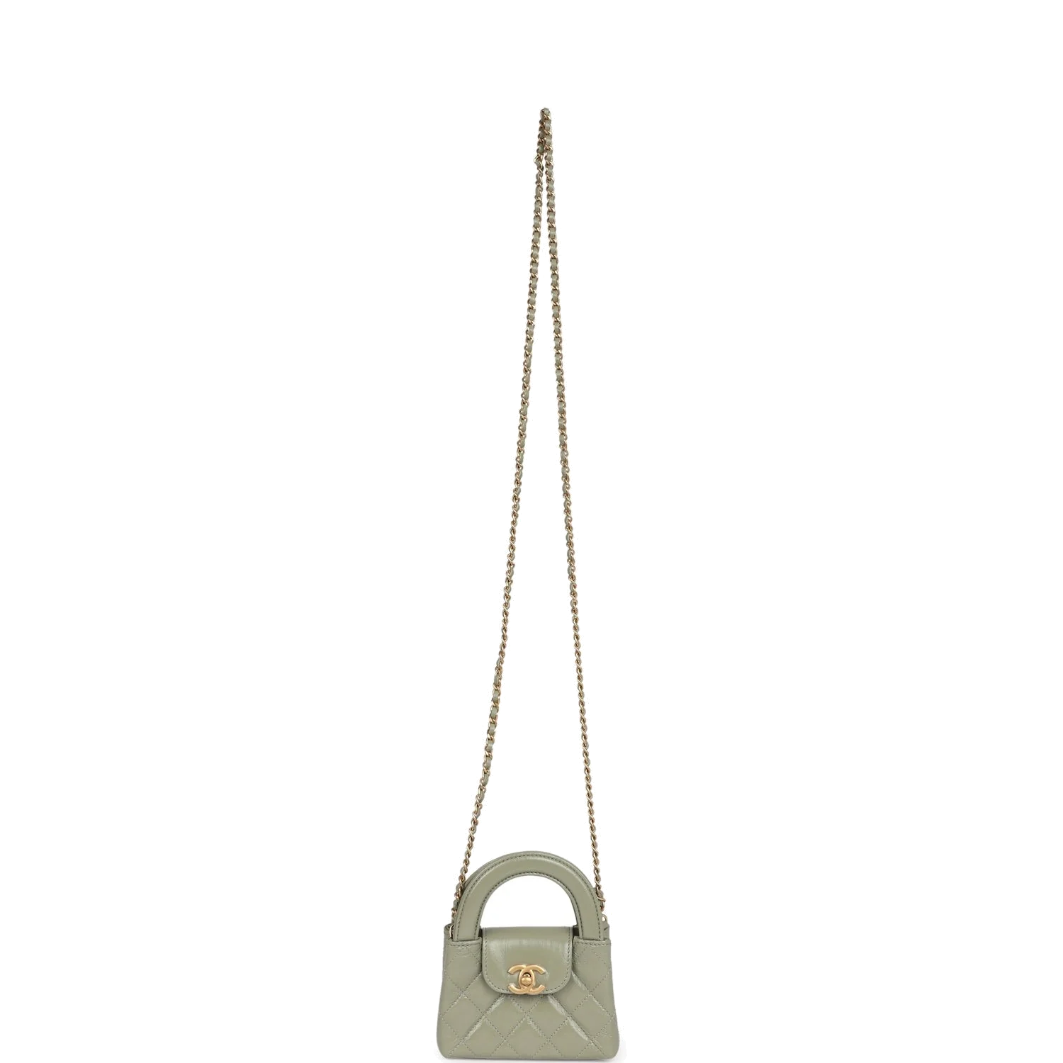 Chanel Nano Kelly Shopper Khaki Shiny Aged Calfskin — фото 8
