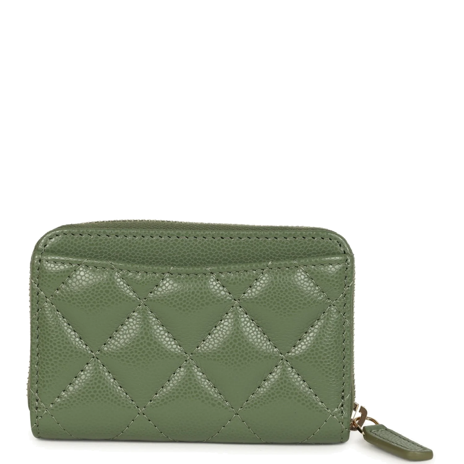 Chanel Classic Zipped Coin Purse Wallet Khaki Shiny Caviar — фото 5