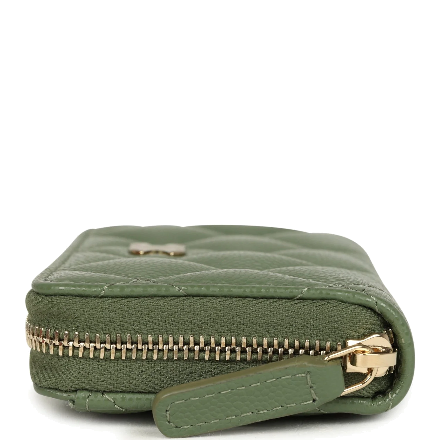 Chanel Classic Zipped Coin Purse Wallet Khaki Shiny Caviar — фото 6