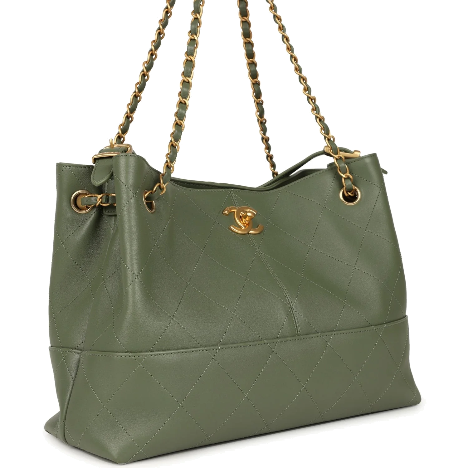 Chanel Small Coco Hobo Bag Khaki Calfskin — фото 3