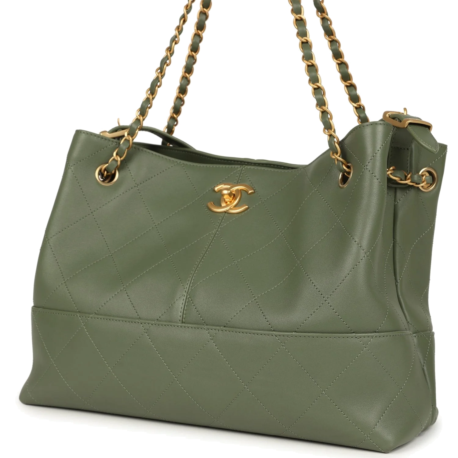 Chanel Small Coco Hobo Bag Khaki Calfskin — фото 6
