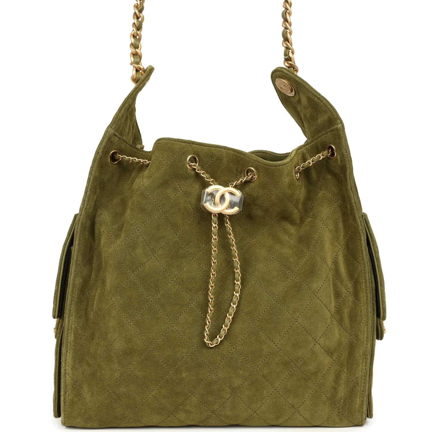 Chanel Medium 25 Hobo Bag Khaki Suede
