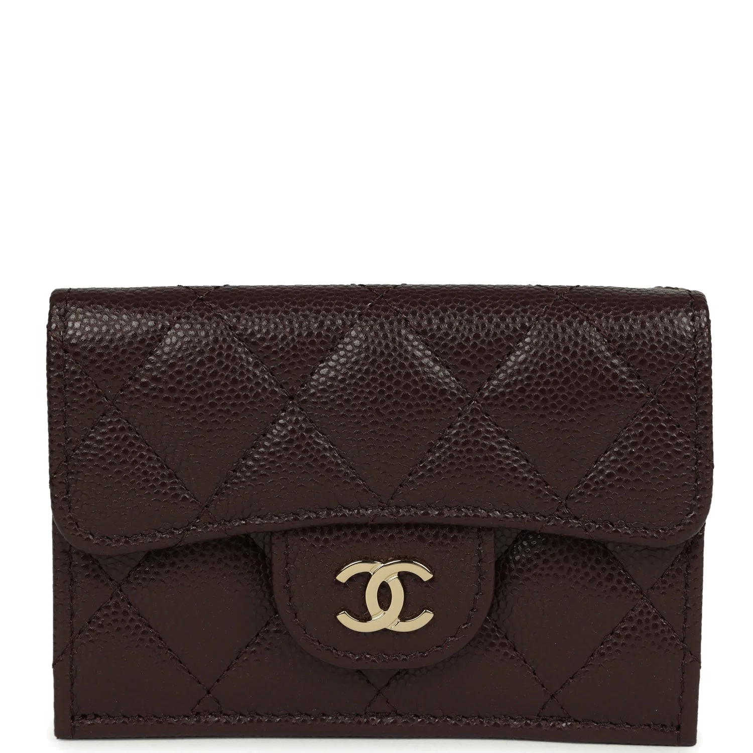Chanel Small Classic Flap Wallet Dark Brown Shiny Caviar