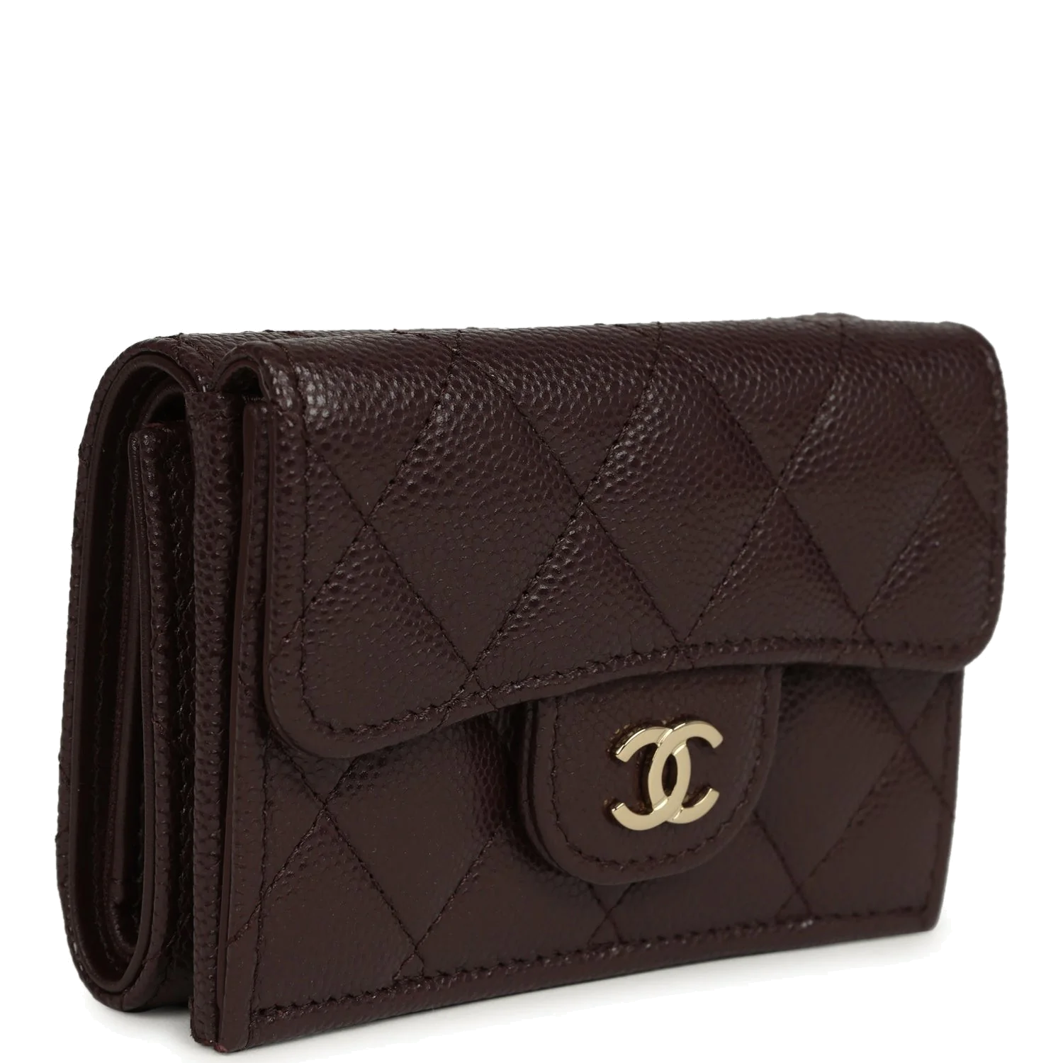 Chanel Small Classic Flap Wallet Dark Brown Shiny Caviar — фото 3