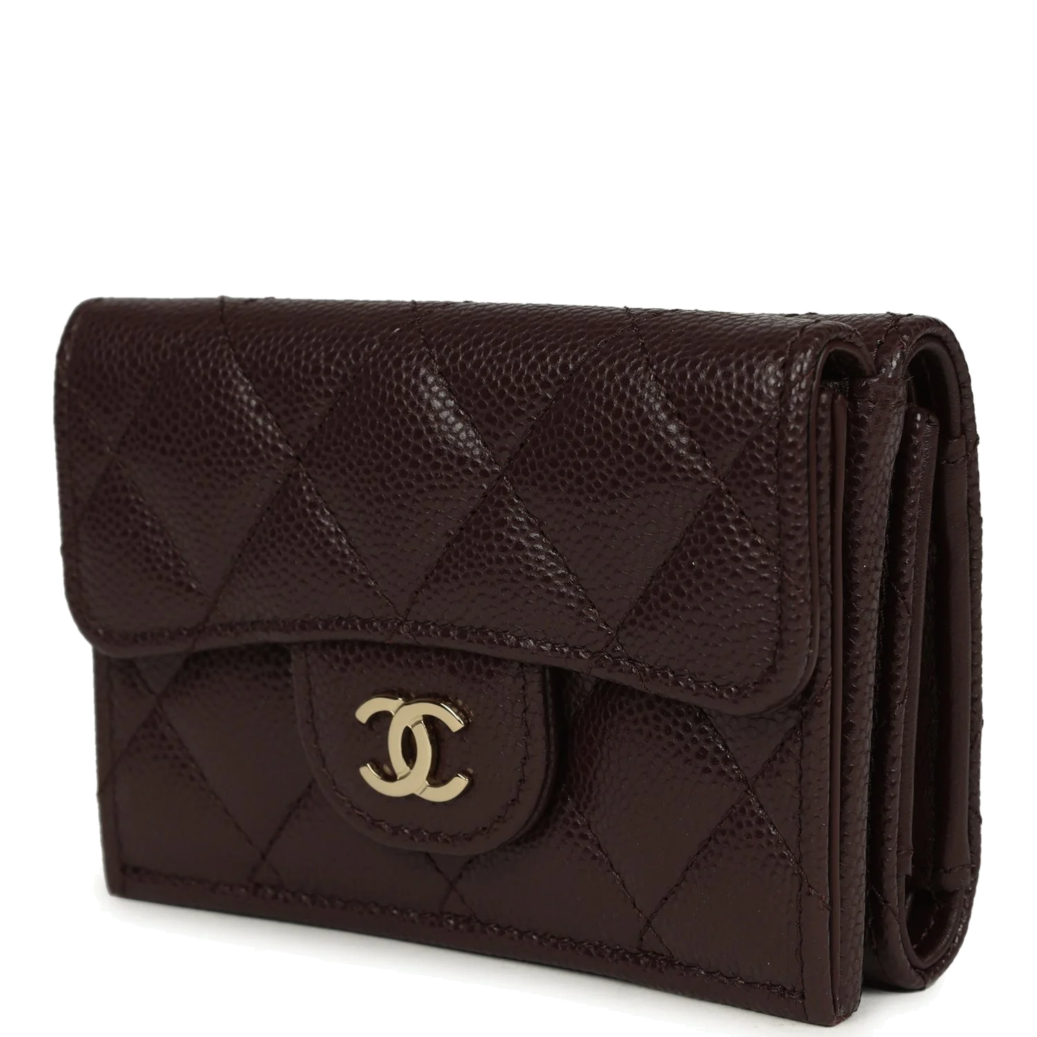 Chanel Small Classic Flap Wallet Dark Brown Shiny Caviar — фото 6