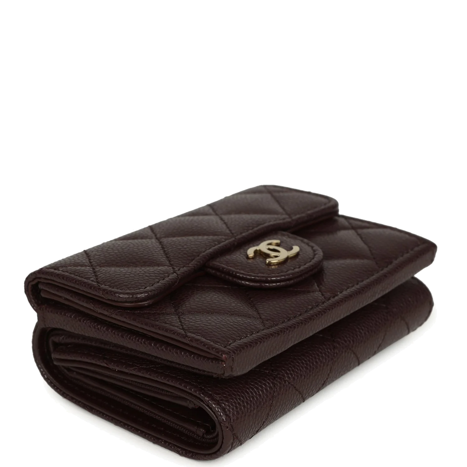 Chanel Small Classic Flap Wallet Dark Brown Shiny Caviar — фото 8