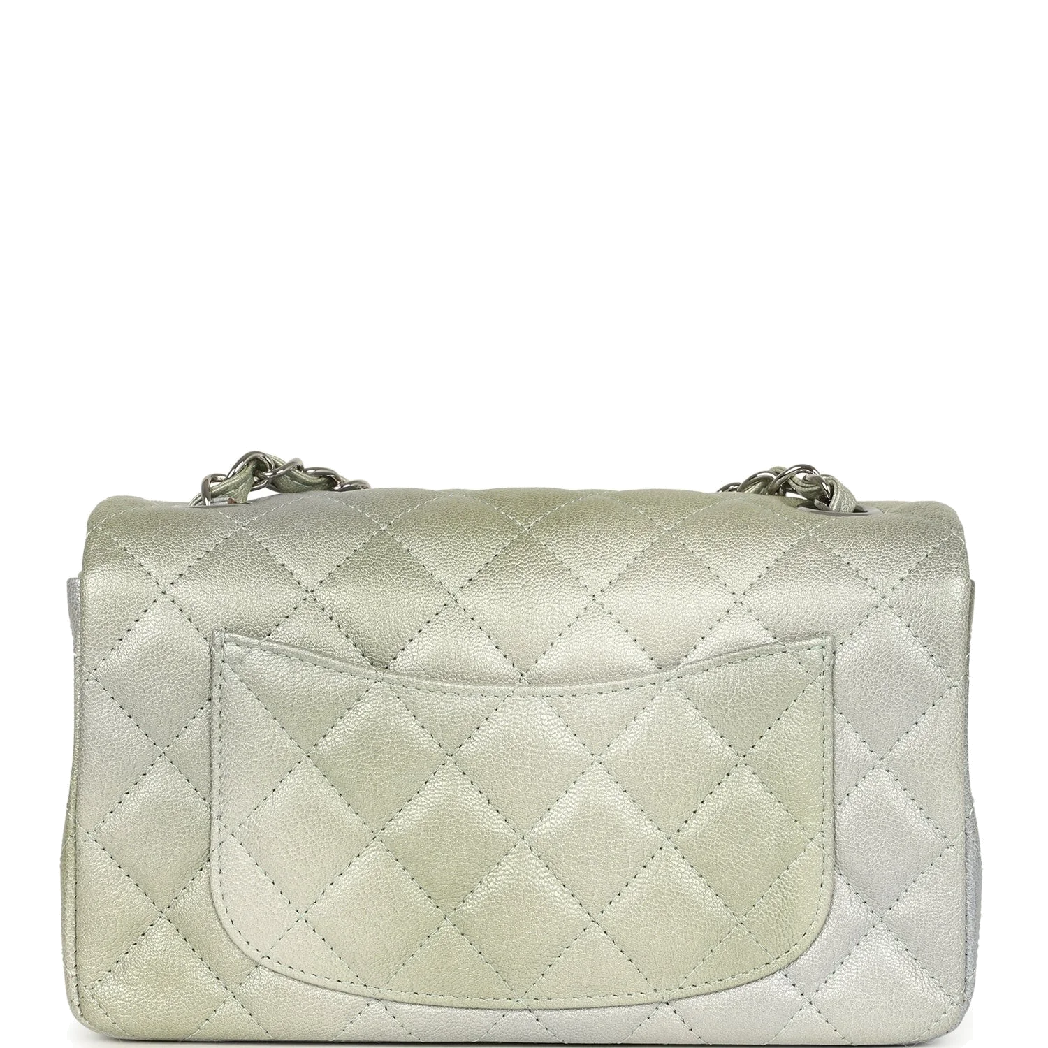 Chanel Mini Classic Rectangular Flap Bag Grey and Green Ombre Iridescent Goatskin — фото 5