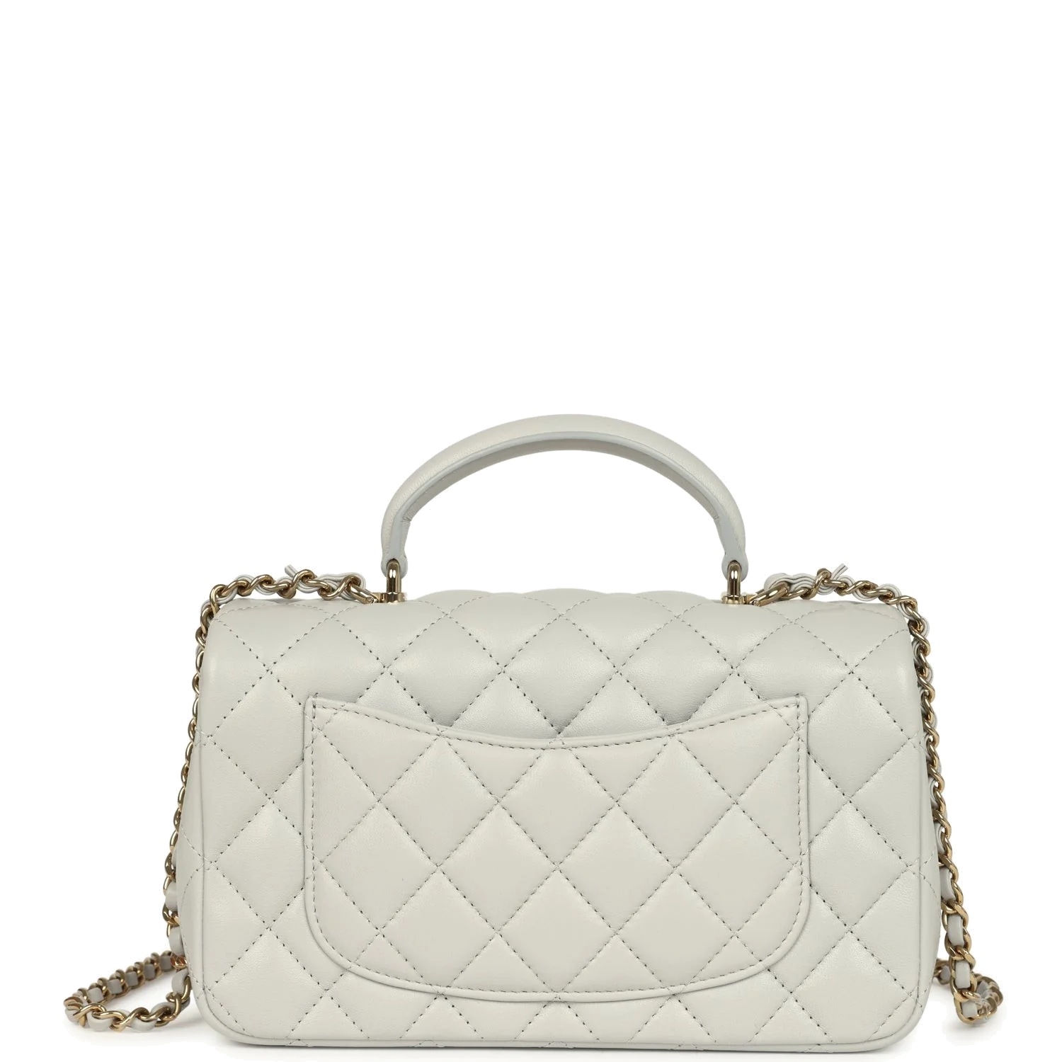 Chanel Mini Rectangular Flap Bag with Top Handle Light Grey Lambskin — фото 5
