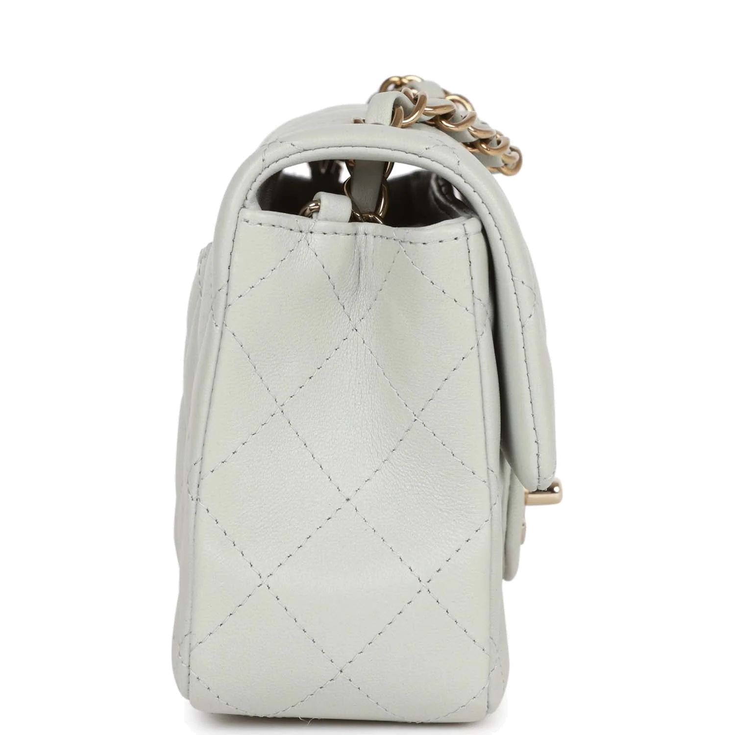 Chanel Mini Rectangular Flap Bag Light Grey Lambskin — фото 4