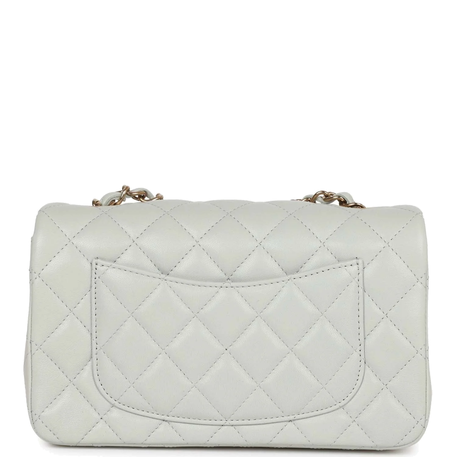 Chanel Mini Rectangular Flap Bag Light Grey Lambskin — фото 5