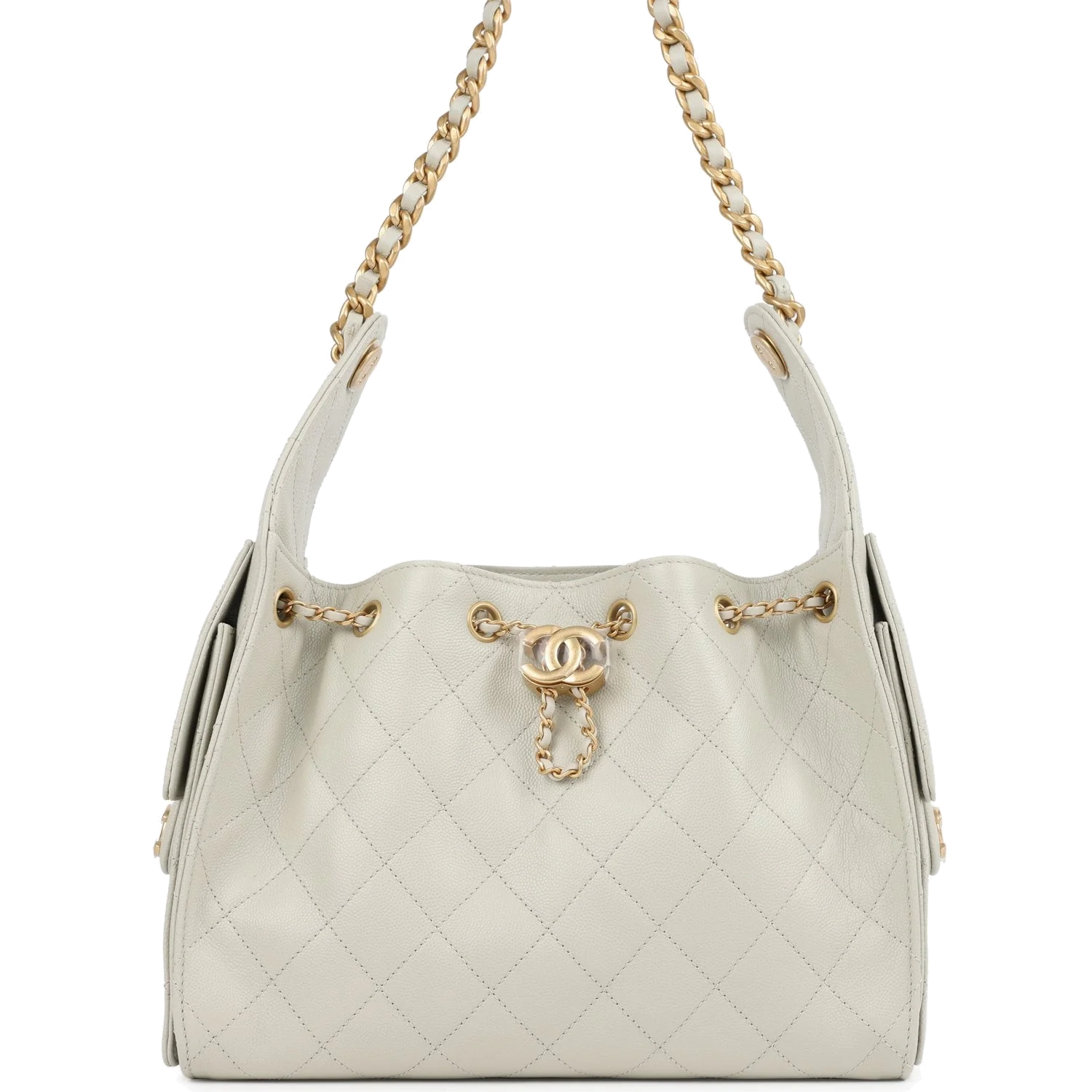 Chanel Small 25 Hobo Bag Light Grey Caviar