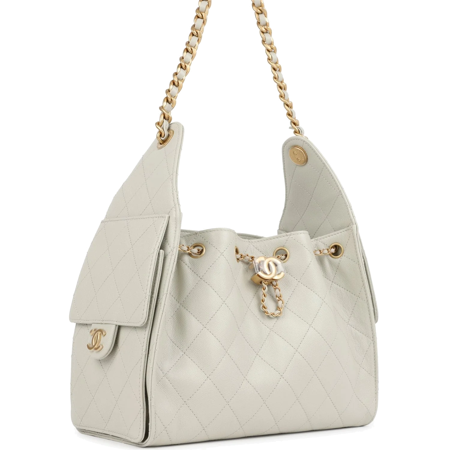 Chanel Small 25 Hobo Bag Light Grey Caviar — фото 3