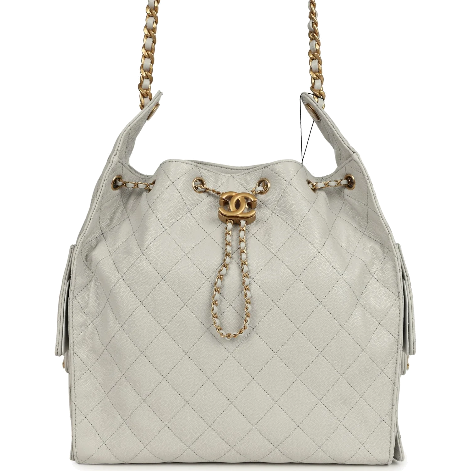 Chanel Medium 25 Hobo Bag Light Grey Caviar