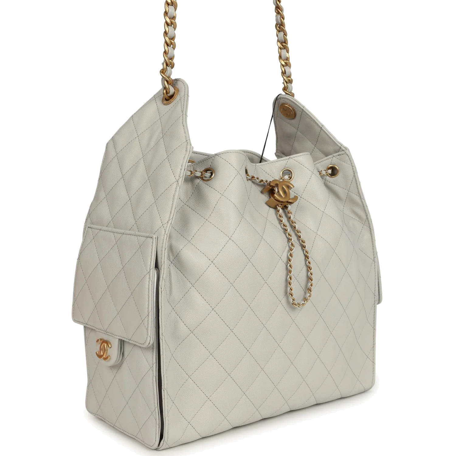 Chanel Medium 25 Hobo Bag Light Grey Caviar — фото 3