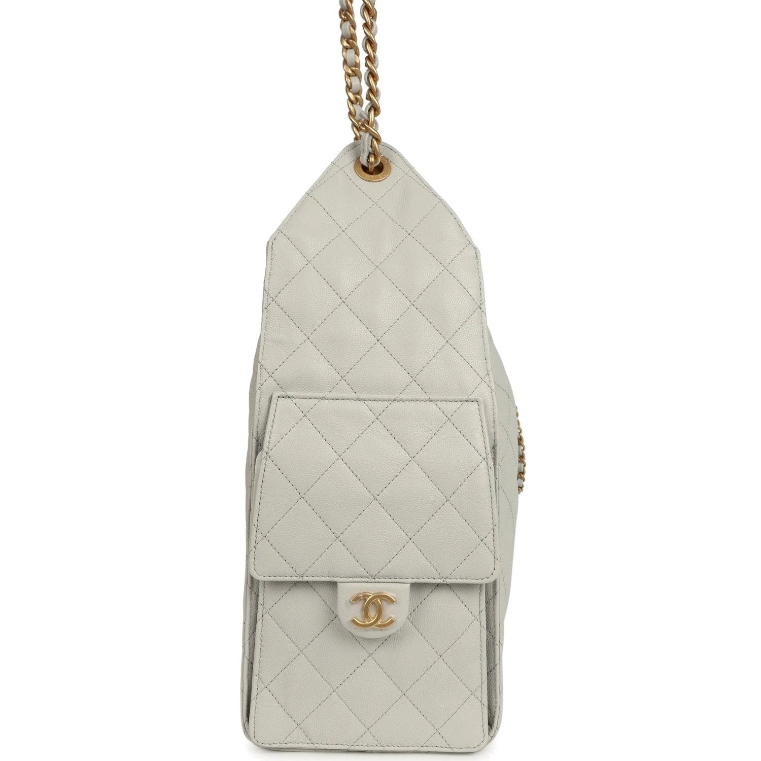 Chanel Medium 25 Hobo Bag Light Grey Caviar — фото 5