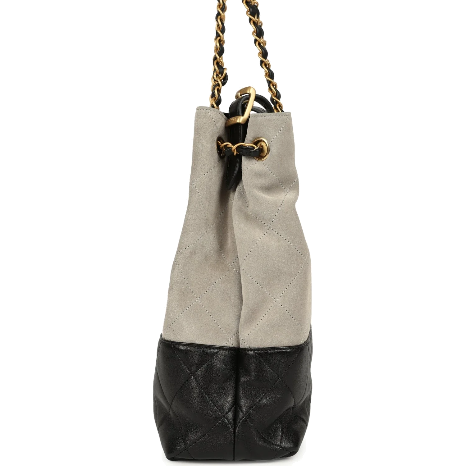 Chanel Coco Shopping Bag Dark Grey Suede and Black Shiny Lambskin — фото 4