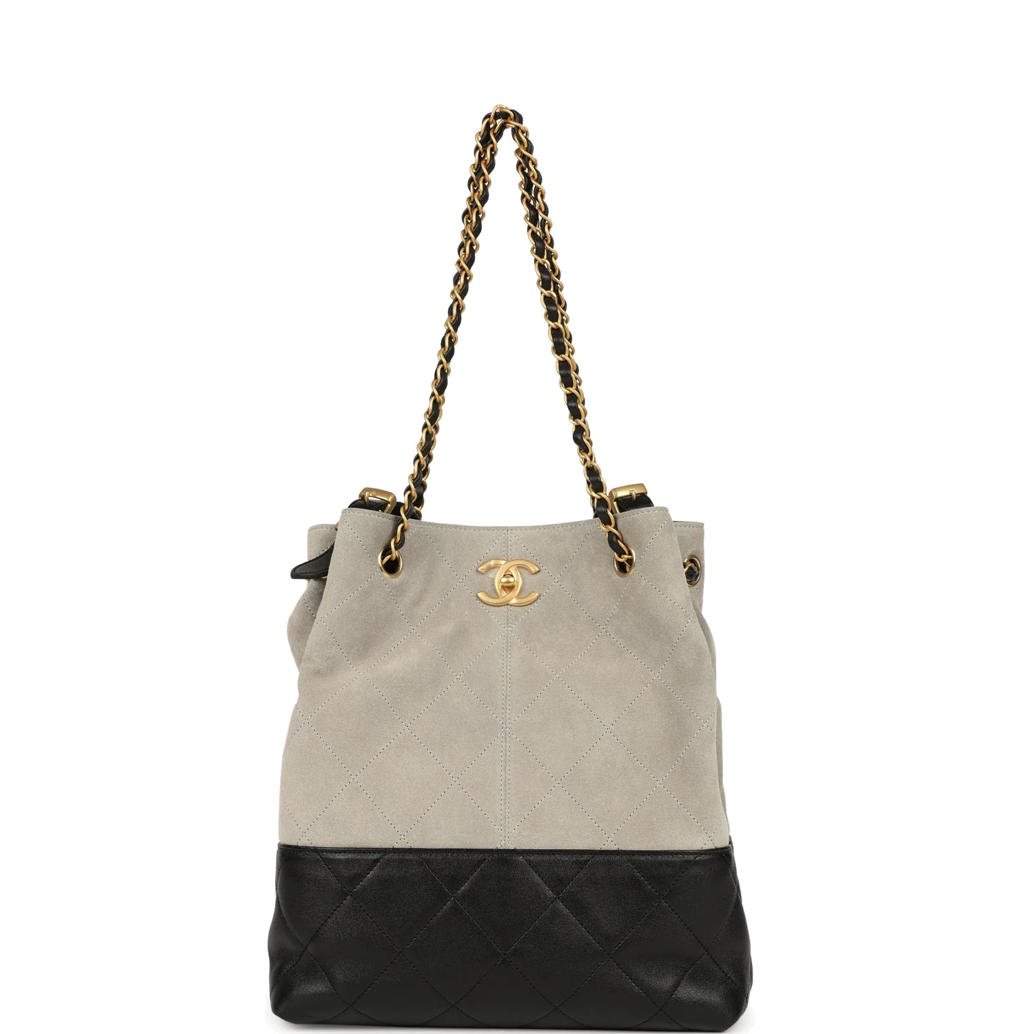 Chanel Coco Shopping Bag Dark Grey Suede and Black Shiny Lambskin — фото 8