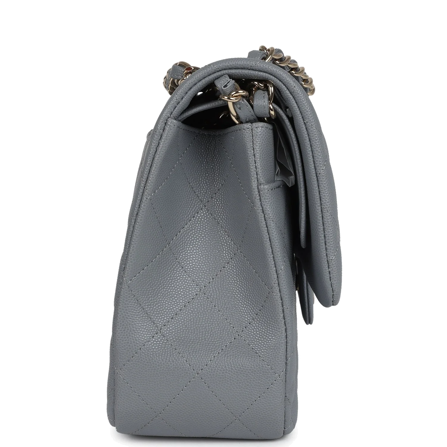 Chanel Jumbo Classic Double Flap Bag Light Grey Shiny Caviar — фото 4