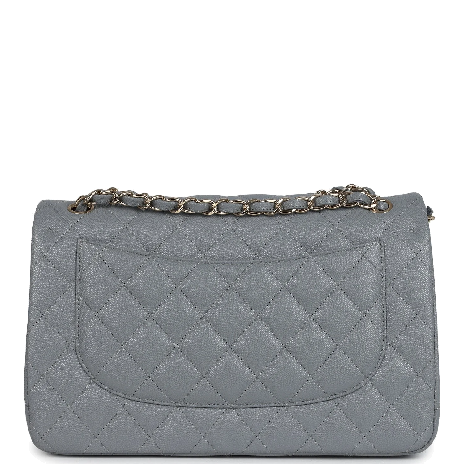 Chanel Jumbo Classic Double Flap Bag Light Grey Shiny Caviar — фото 5