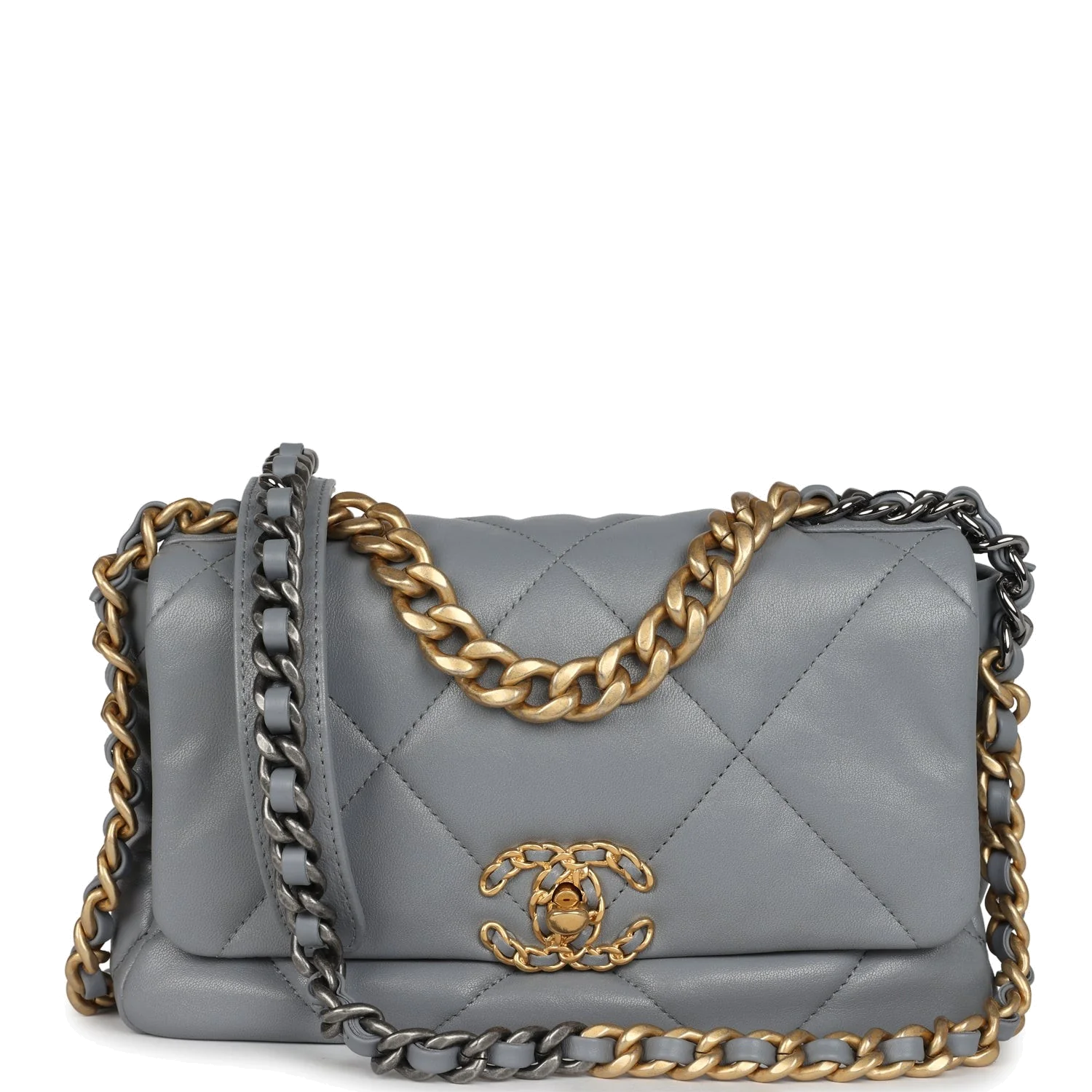 Chanel Medium 19 Flap Bag Grey Lambskin