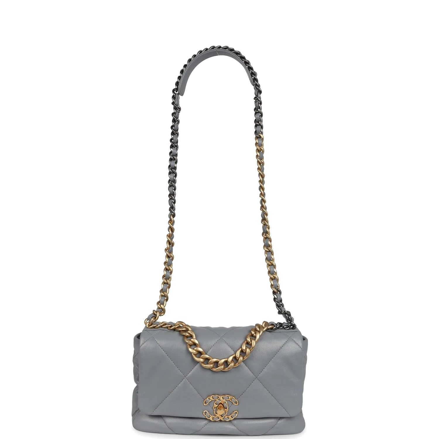 Chanel Medium 19 Flap Bag Grey Lambskin — фото 8
