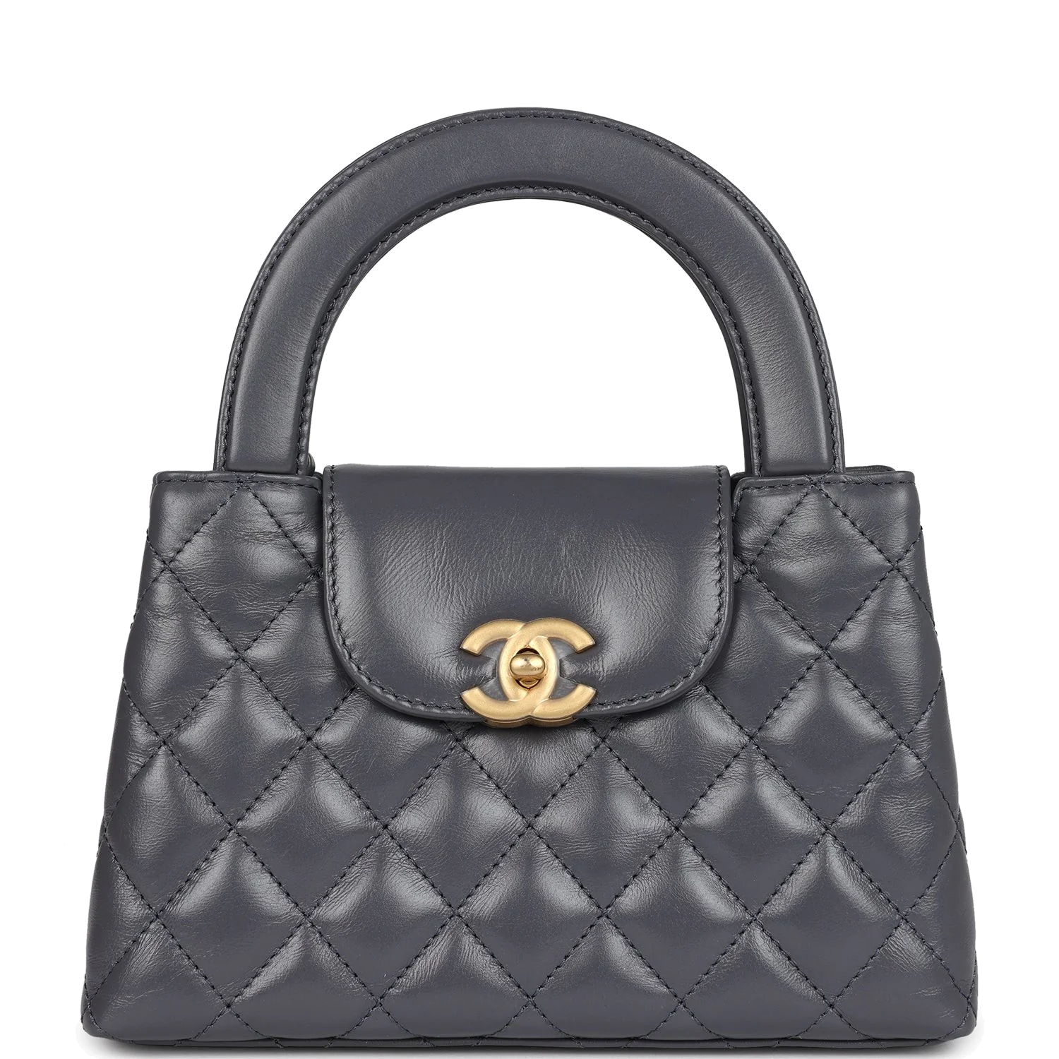 Chanel Small Kelly Shopper Dark Grey Shiny Aged Calfskin