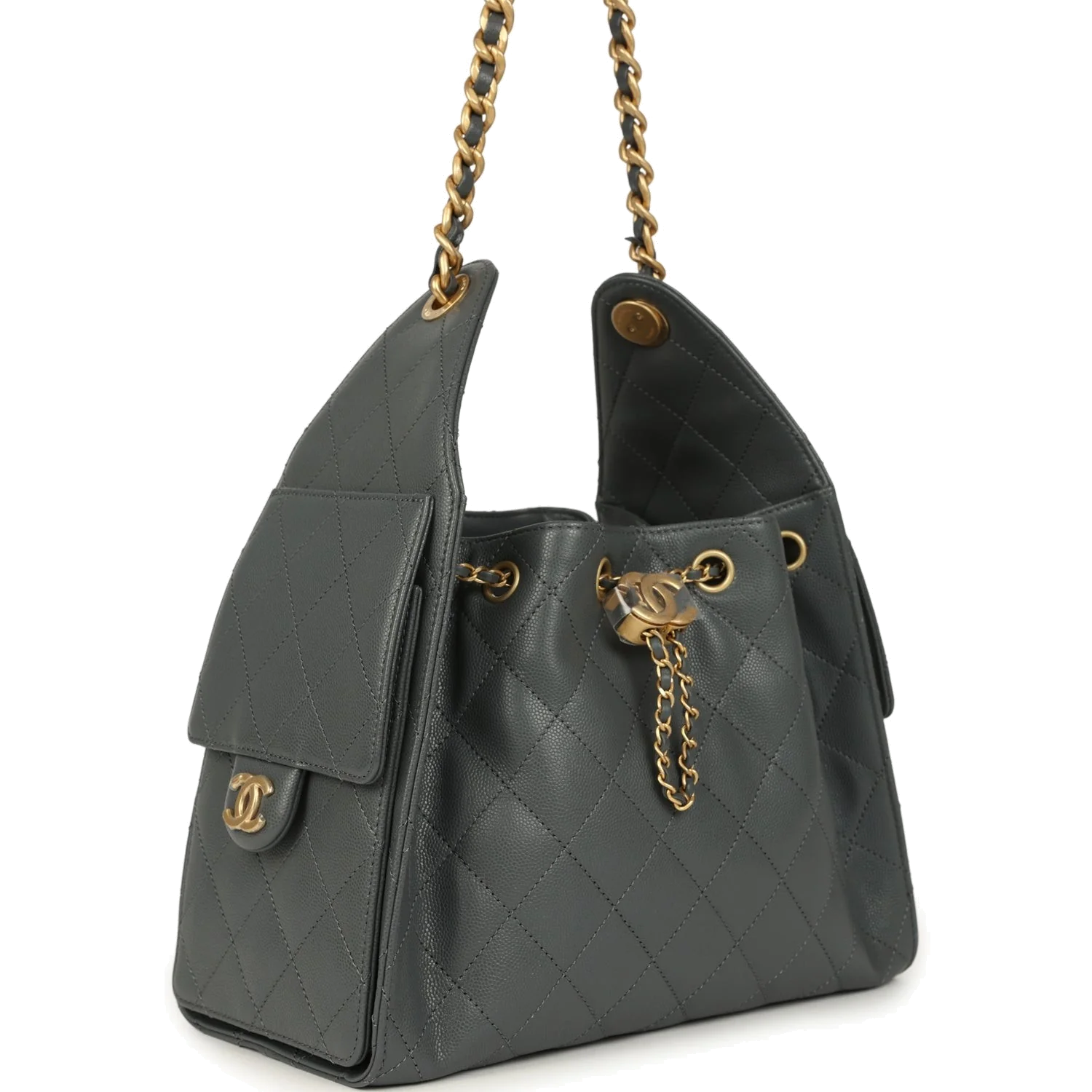 Chanel Small 25 Hobo Bag Dark Grey Caviar — фото 3