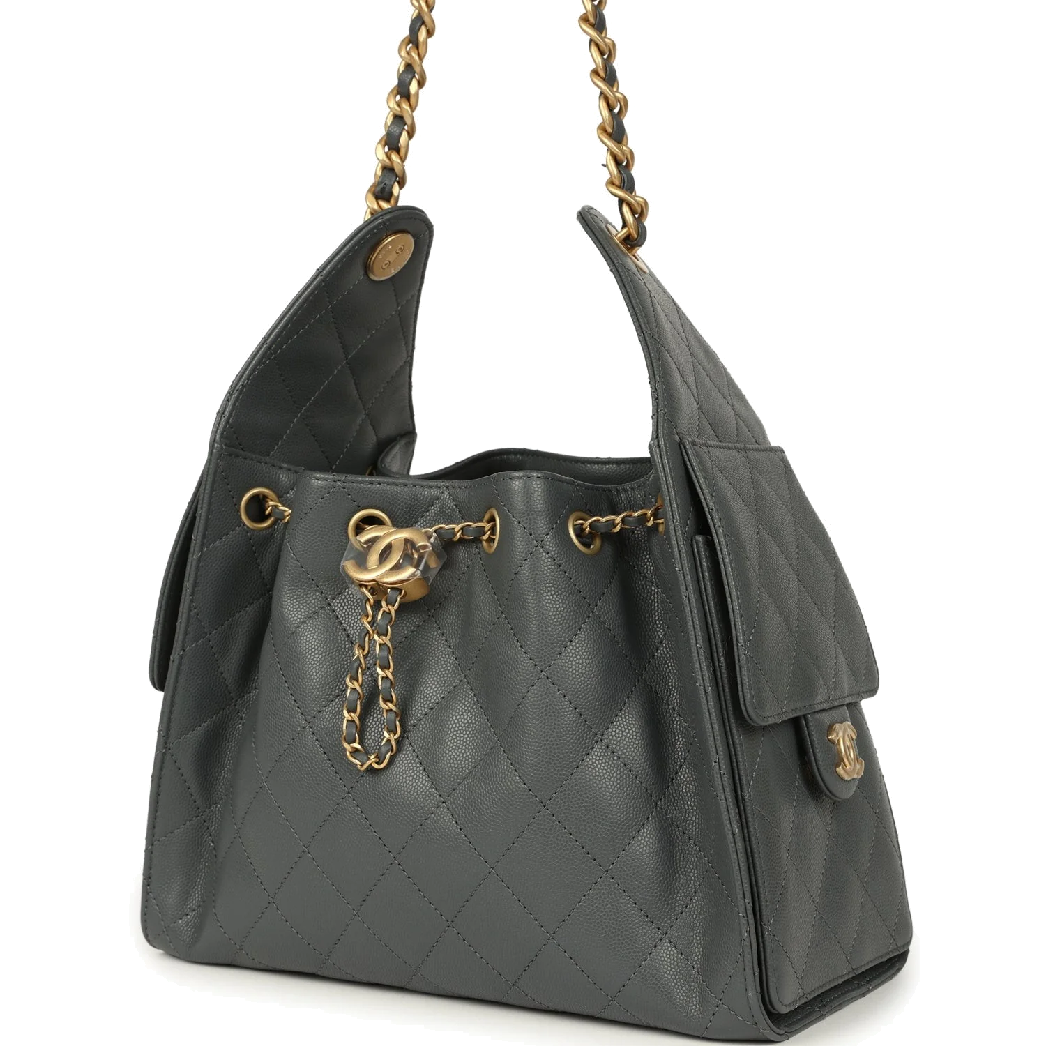 Chanel Small 25 Hobo Bag Dark Grey Caviar — фото 6